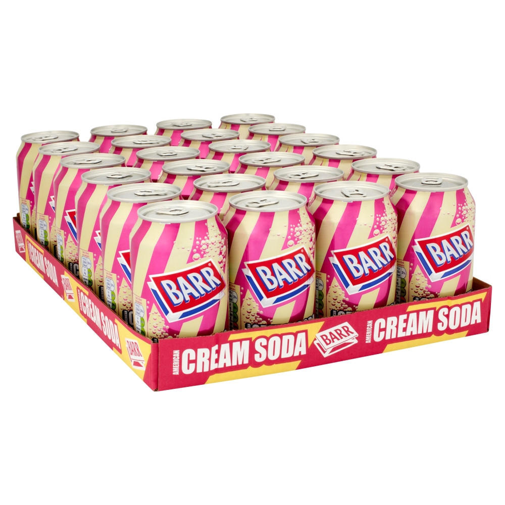Barr American Cream Soda 24 Pack Flavoured Fizzy Drink 24 x 330ml Cans