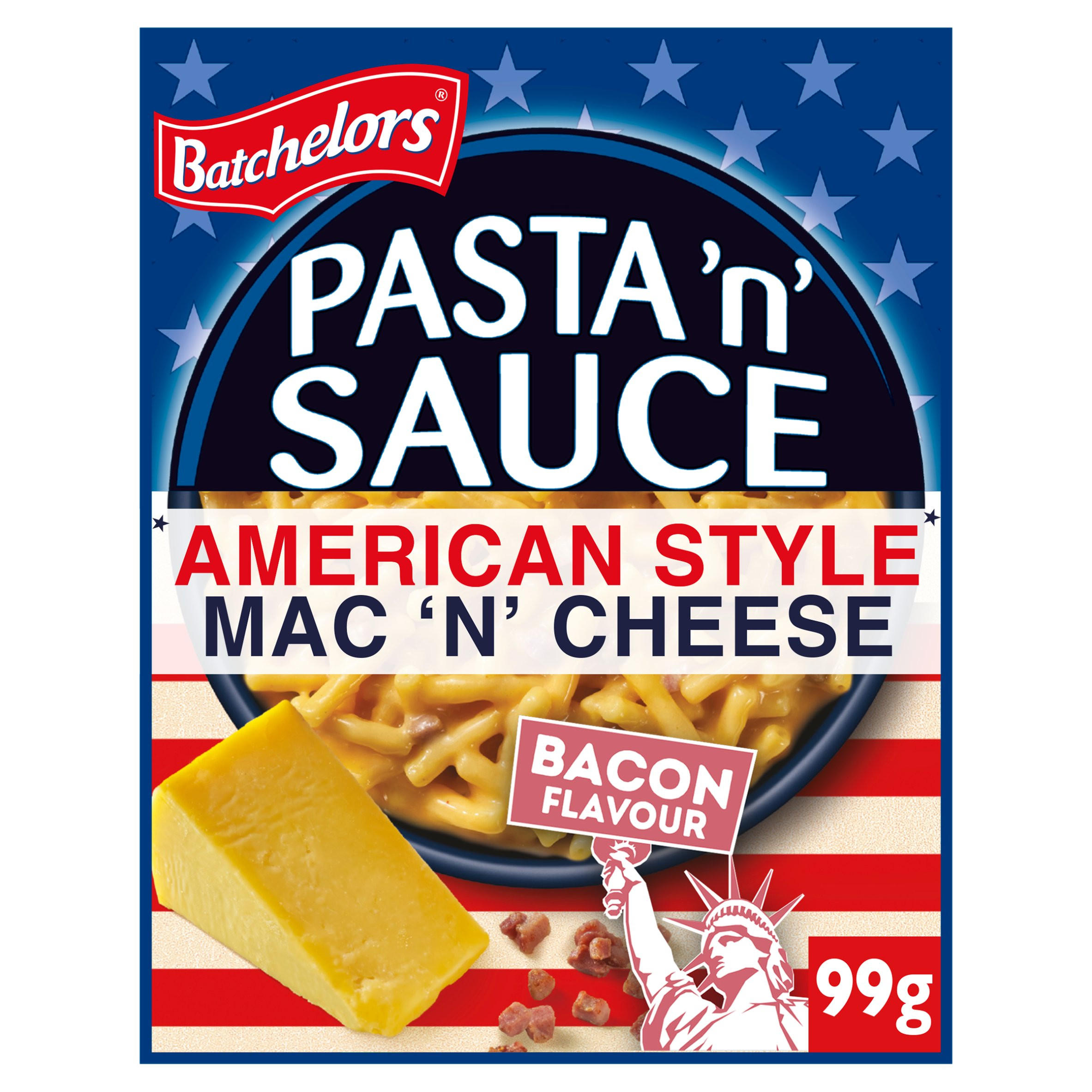 Batchelors Pasta 'n' Sauce American Style Mac 'n' Cheese Bacon Flavour Pasta Sachet 99g