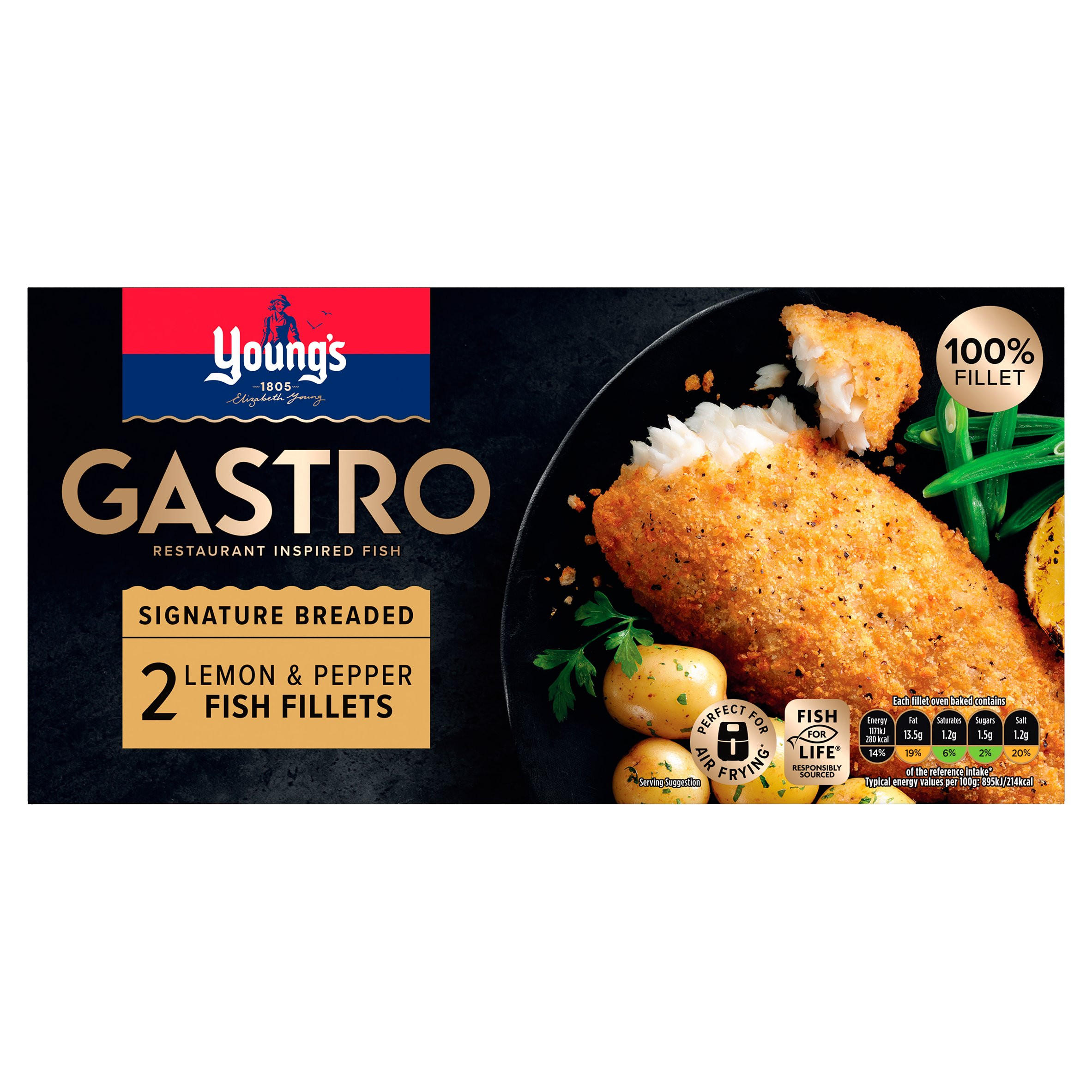 Young's Gastro Signature Breaded 2 Lemon & Pepper Fish Fillets 270g