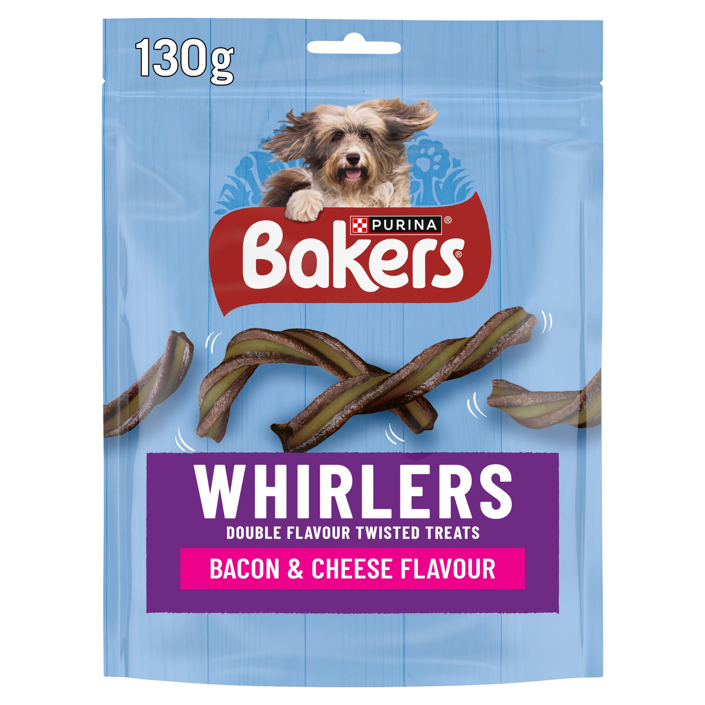 BAKERS Whirlers Bacon and Cheese Dog Treats 130g