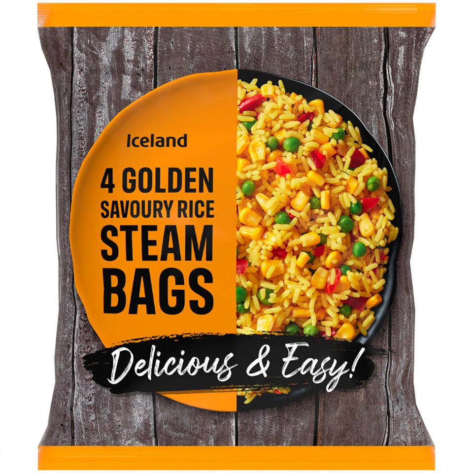 Iceland 4 Golden Savoury Rice Steam Bags 600g