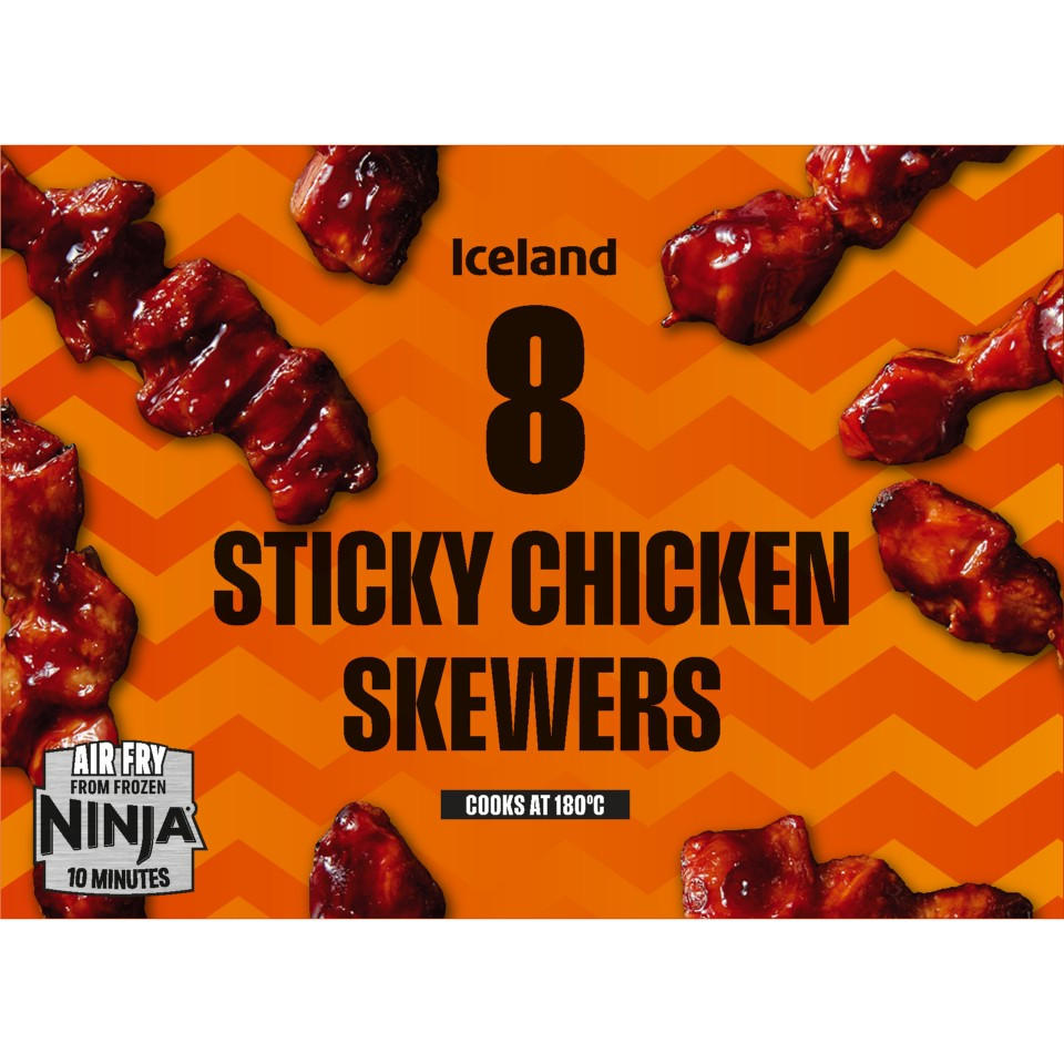 Iceland 8 Sticky Chicken Skewers 144g