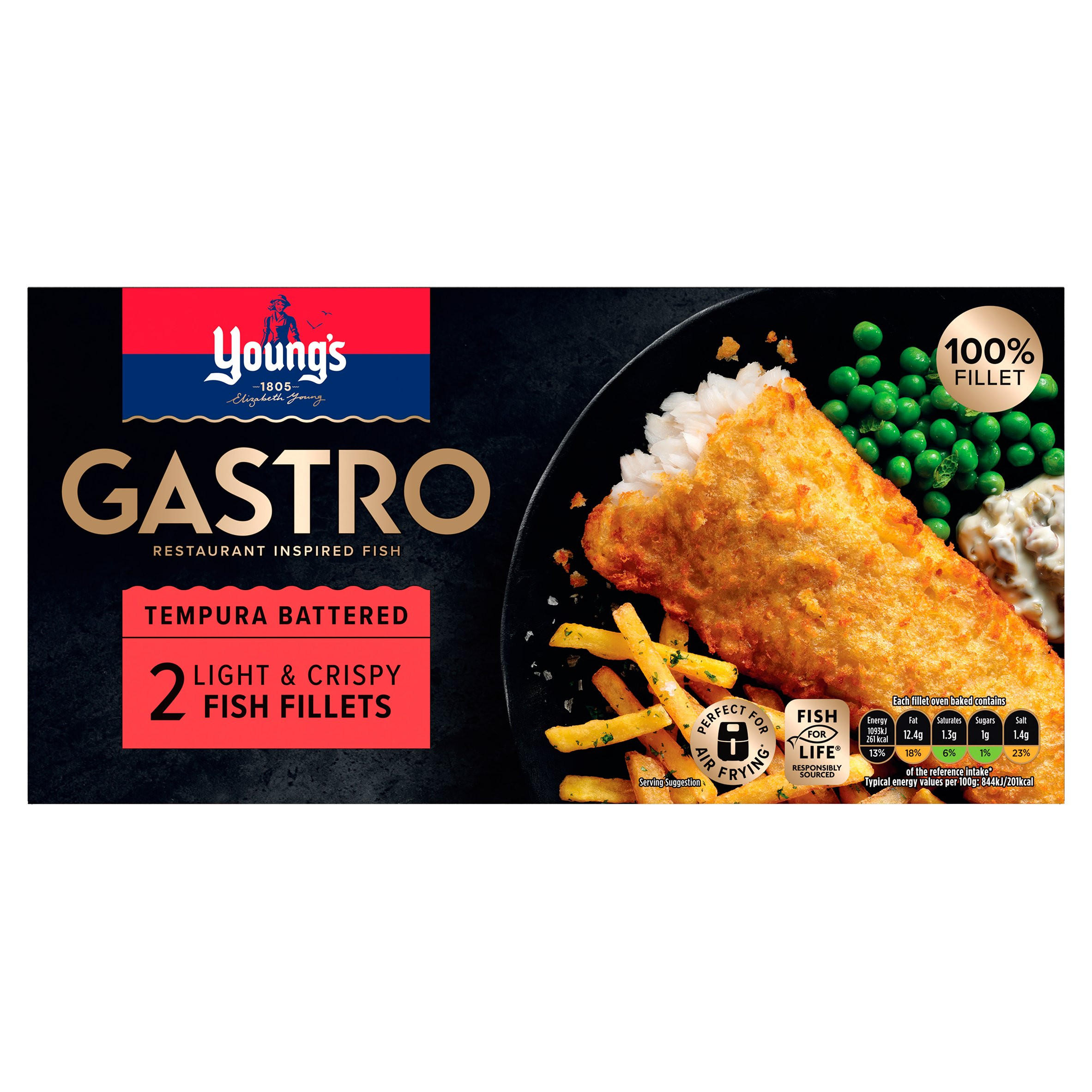 Young's Gastro Tempura Battered 2 Light & Crispy Fish Fillets 270g