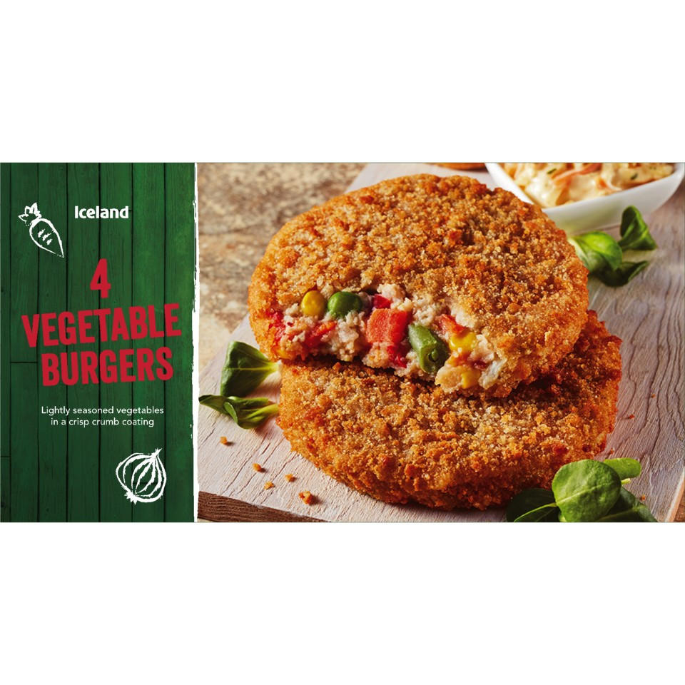 Iceland 4 Vegetable Burgers 454g