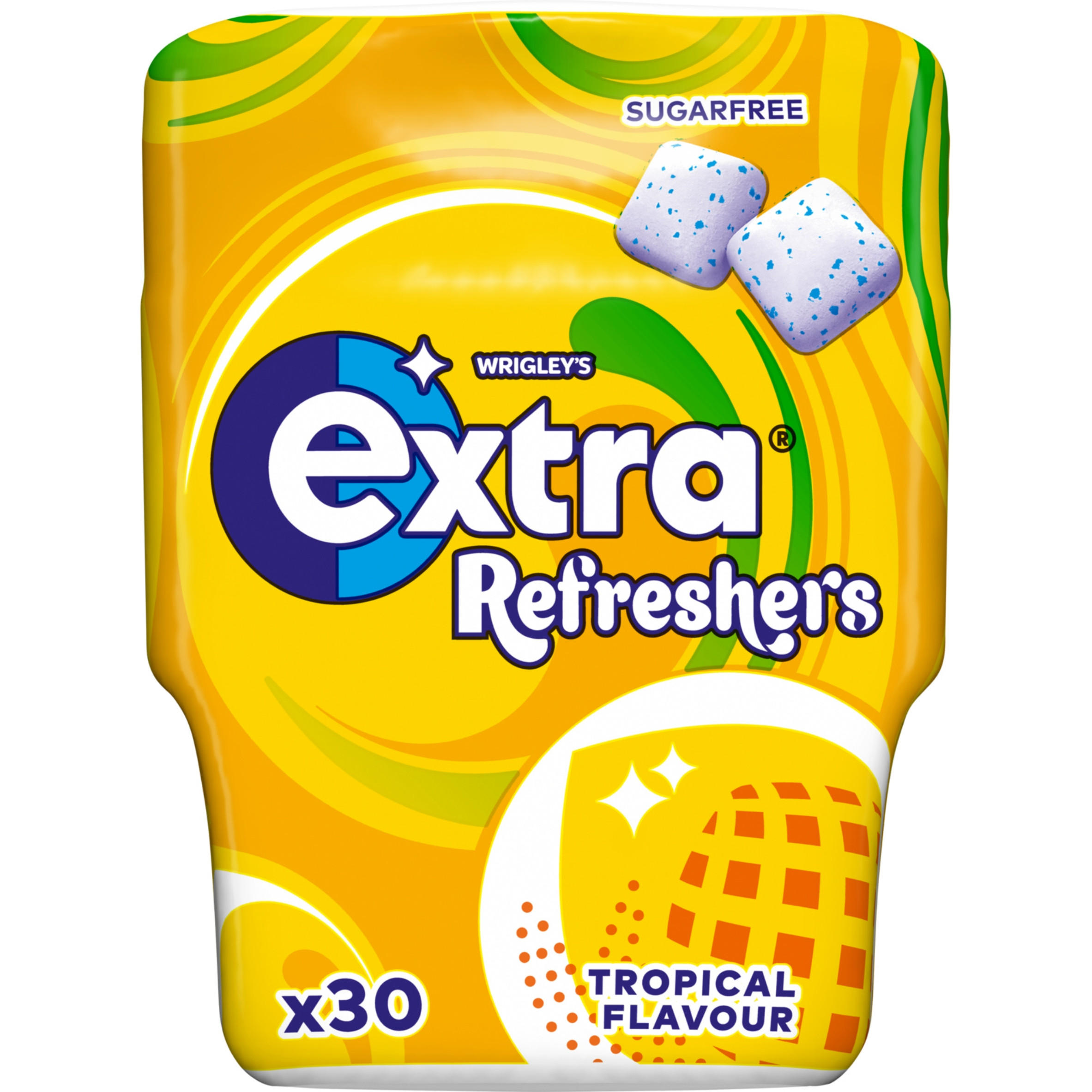 Extra Refreshers Tropical Flavour Sugarfree Chewing Gum Bottle 30 Pieces