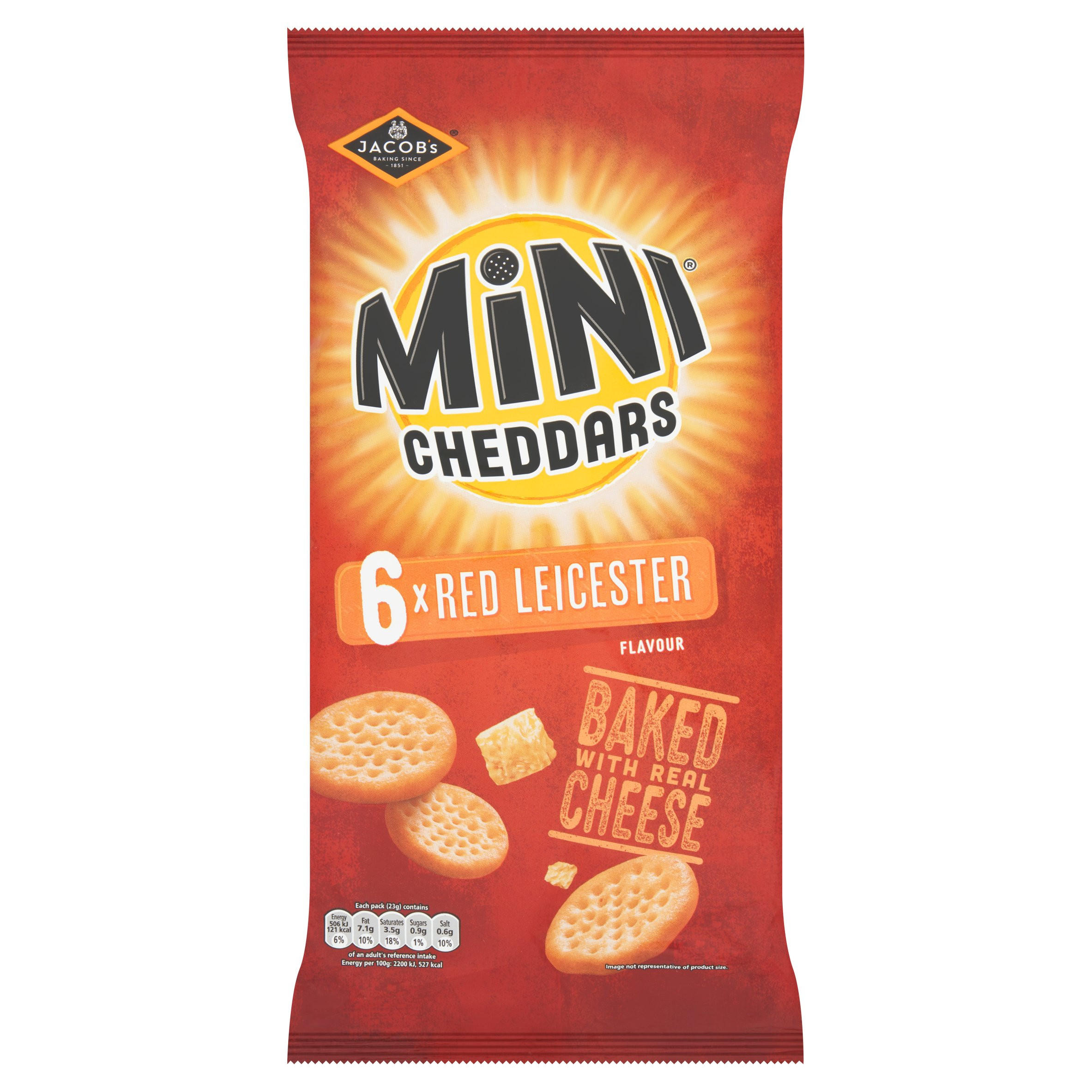 Jacob's Mini Cheddars Red Leicester Multipack Snacks 6 Pack 6x23g