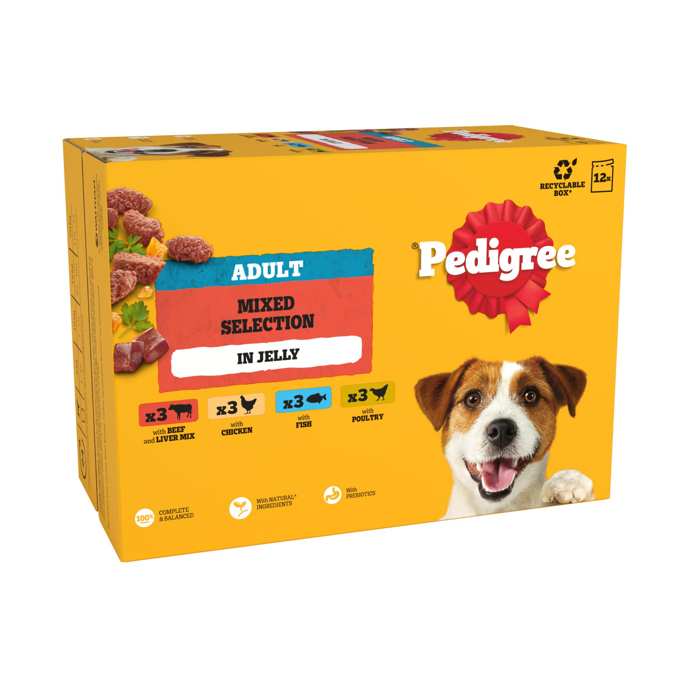 PEDIGREE® Adult Wet Dog Food Mixed Selection in Jelly 12 x 100g Pouch