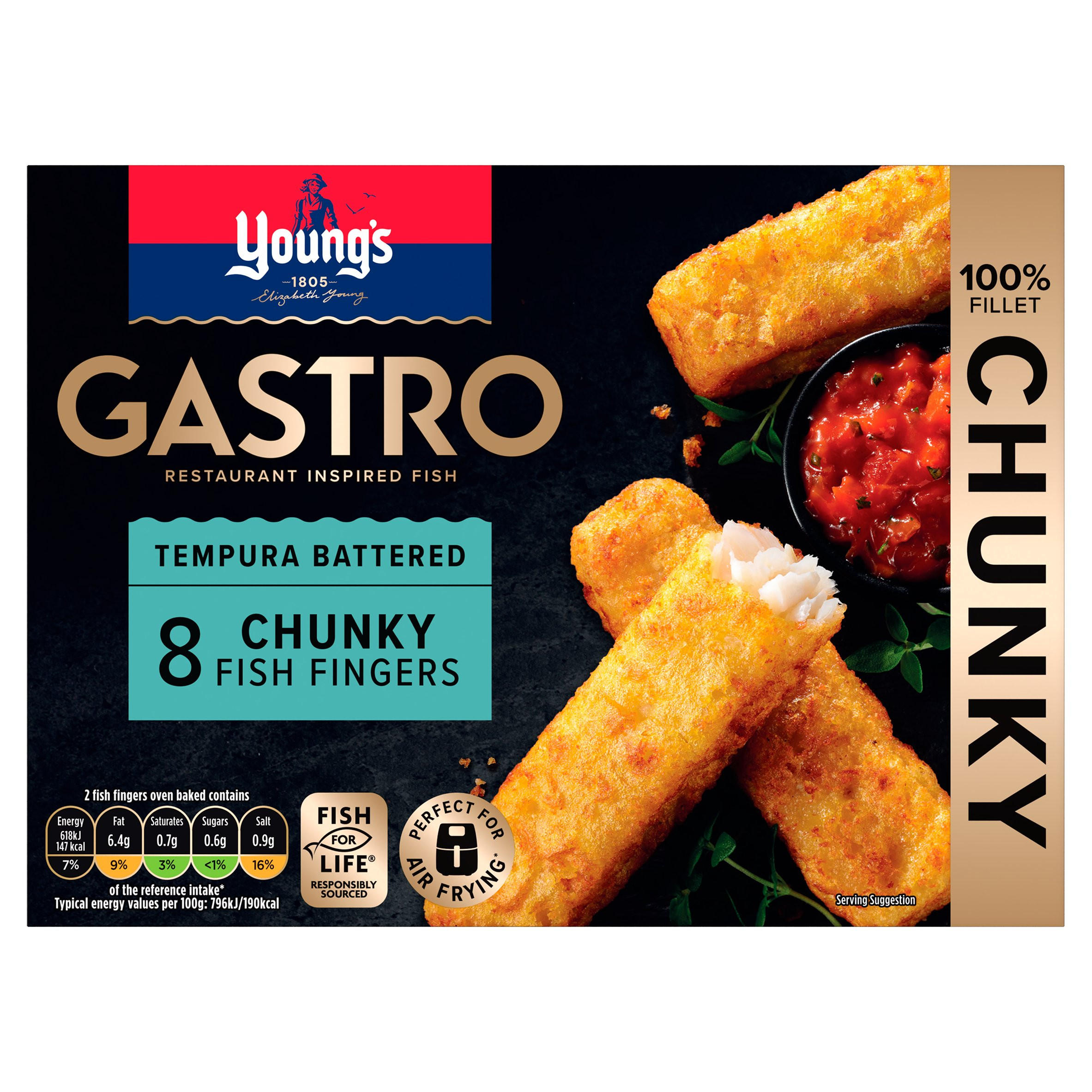 Young's Gastro 8 Tempura Battered Chunky Fish Fingers 320g