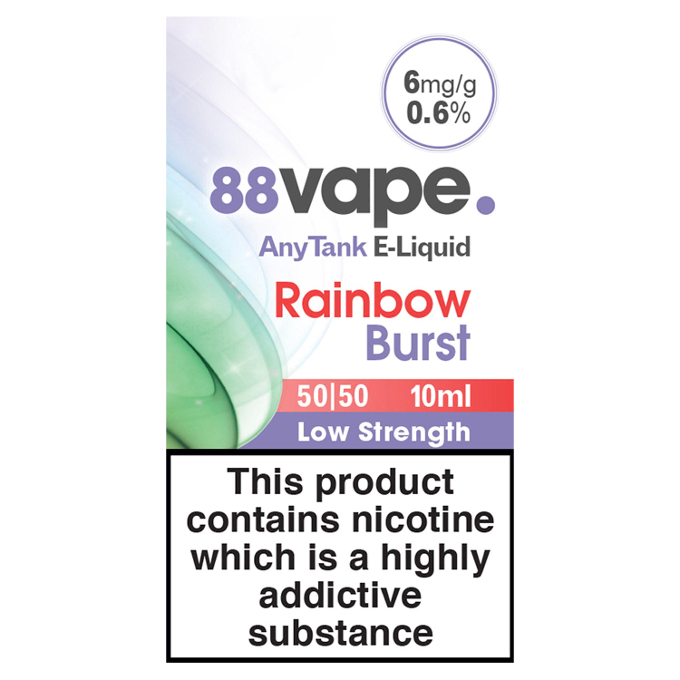 88Vape AnyTank E-Liquid 6mg Rainbow Burst 10ml