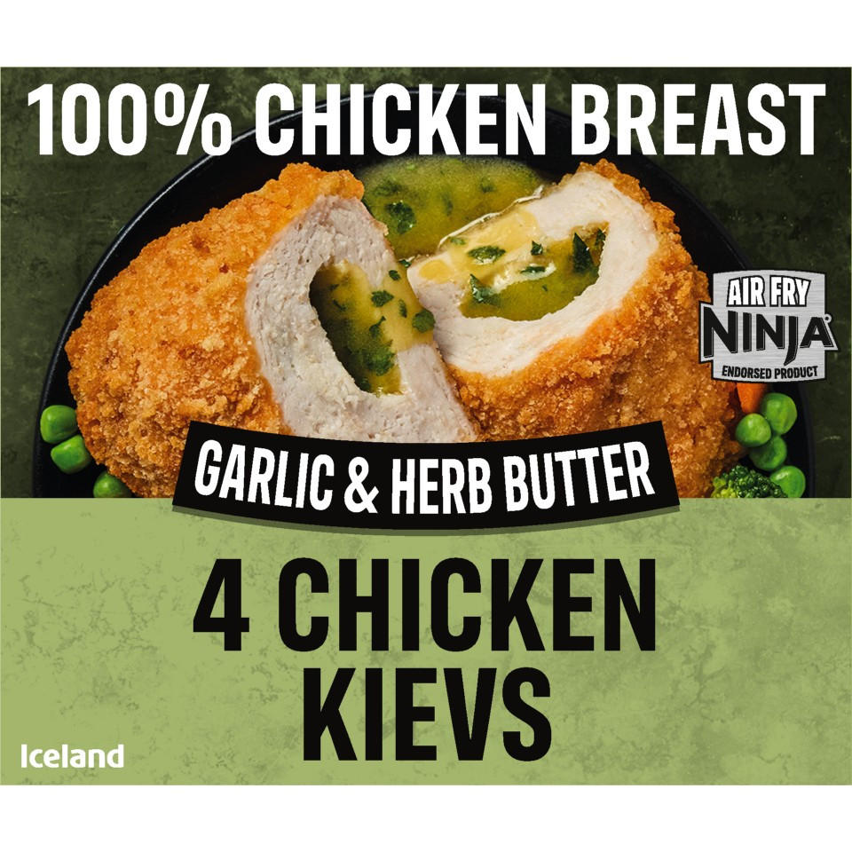 Iceland 4 Garlic & Herb Butter Chicken Breast Kievs 500g