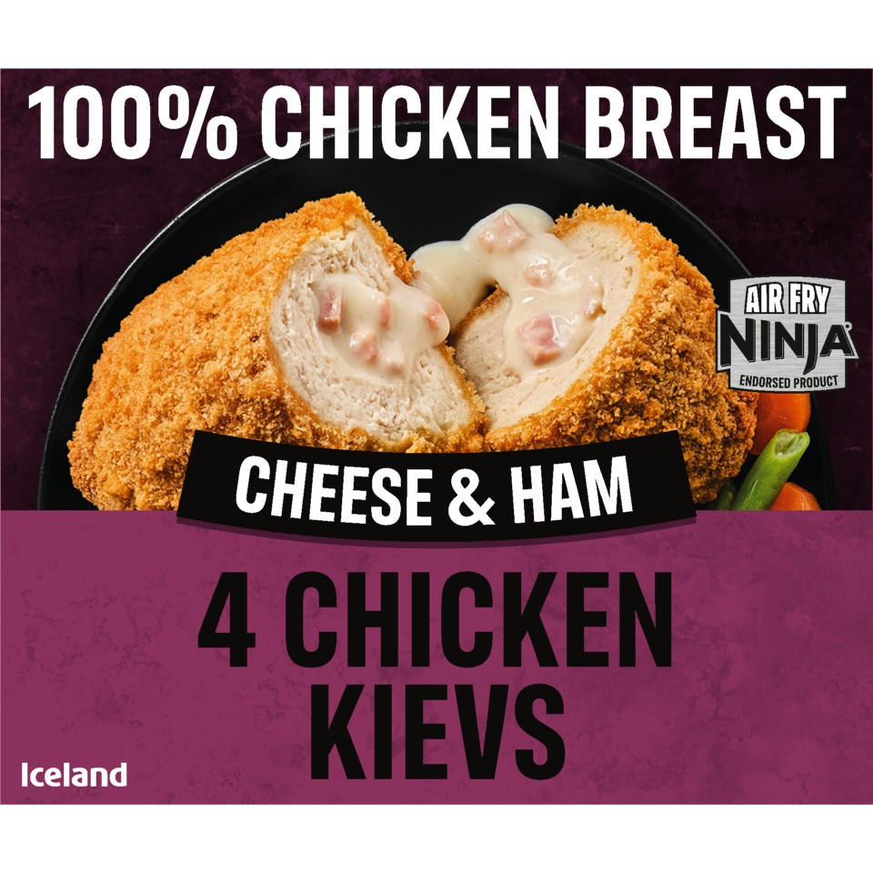 Iceland 4 Cheese & Ham Chicken Breast Kievs 500g