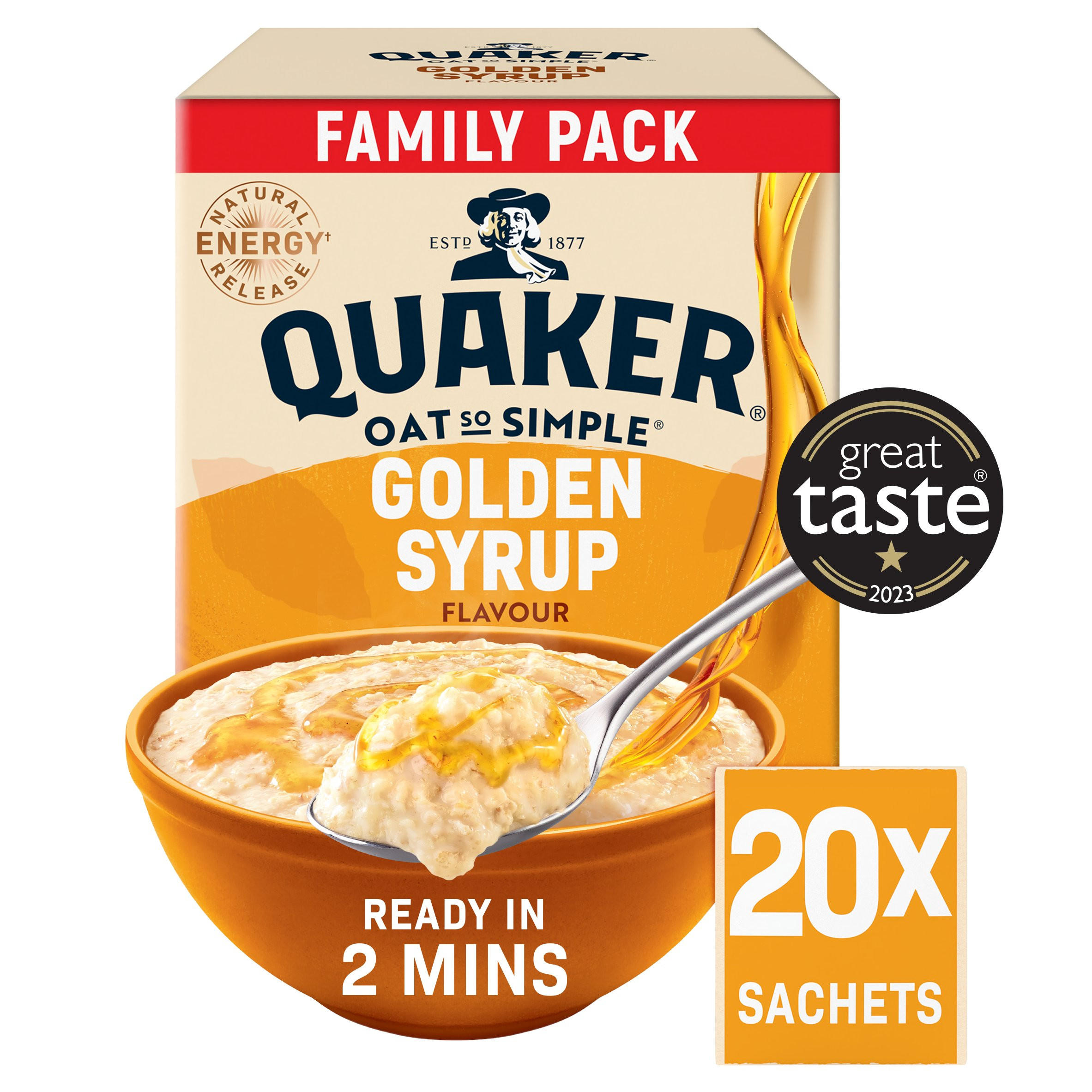 Quaker Oat So Simple Golden Syrup Big Pack Porridge Sachets 20x36g