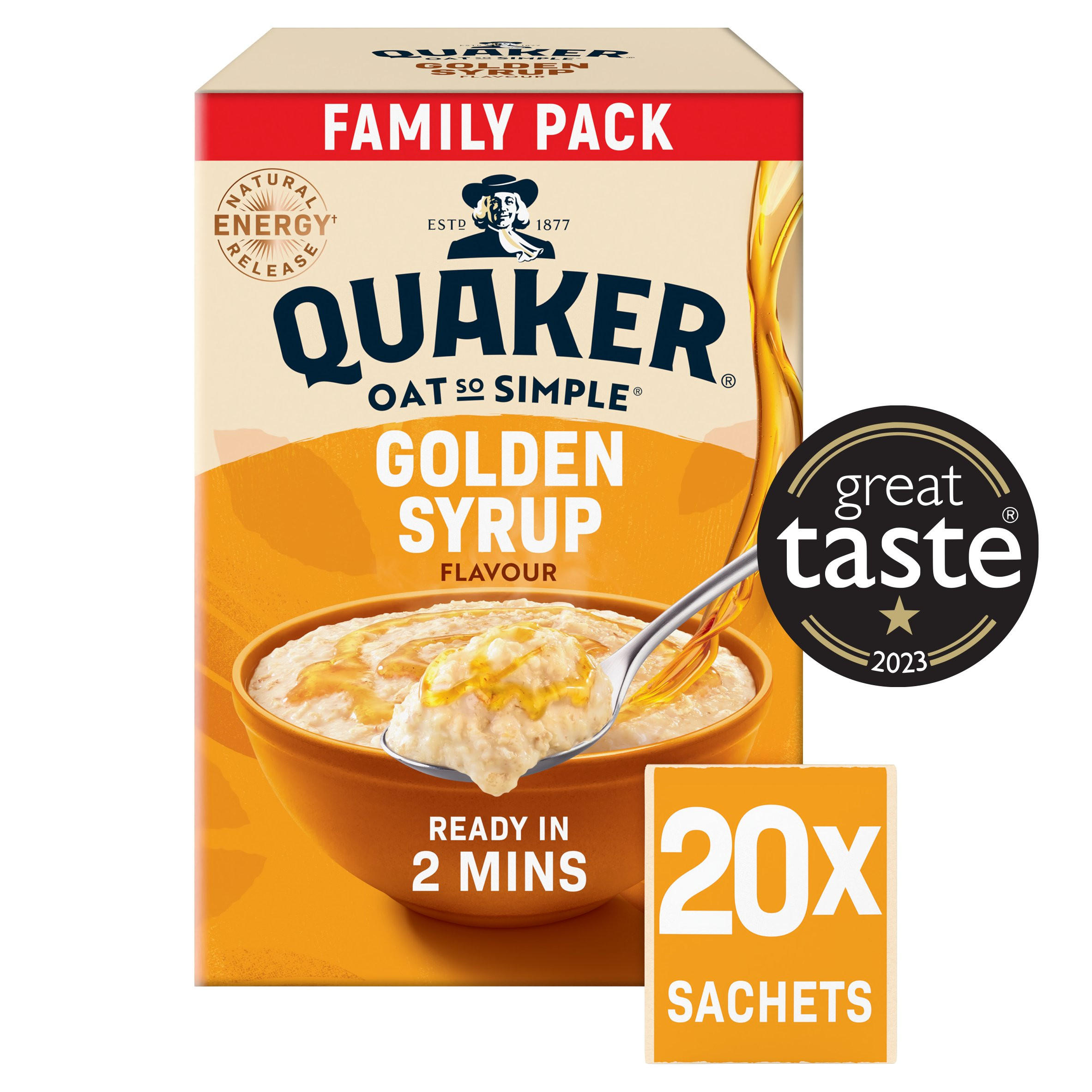 Quaker Oat So Simple Golden Syrup Big Pack Porridge Sachets 20x36g