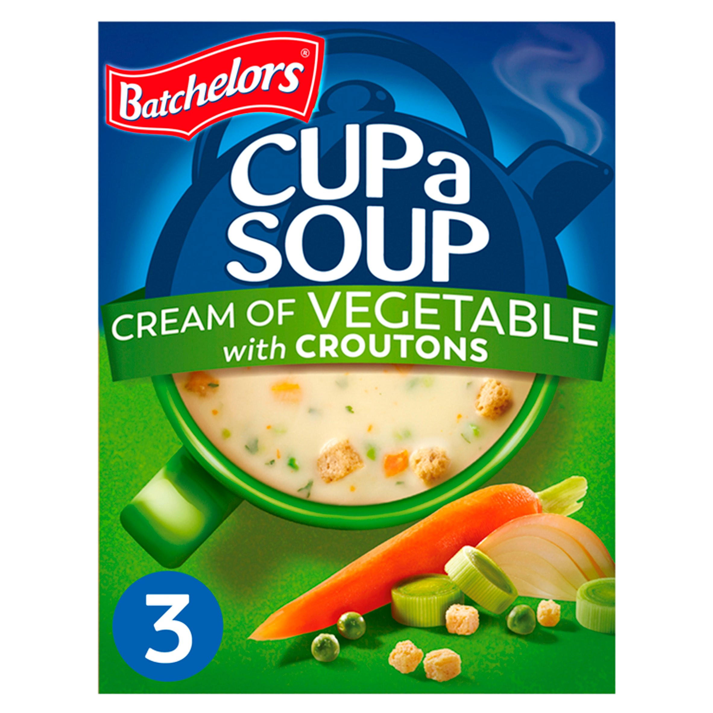 Batchelors 3 Cup a Soup with Croutons Cream of Vegetable Sachets 90g