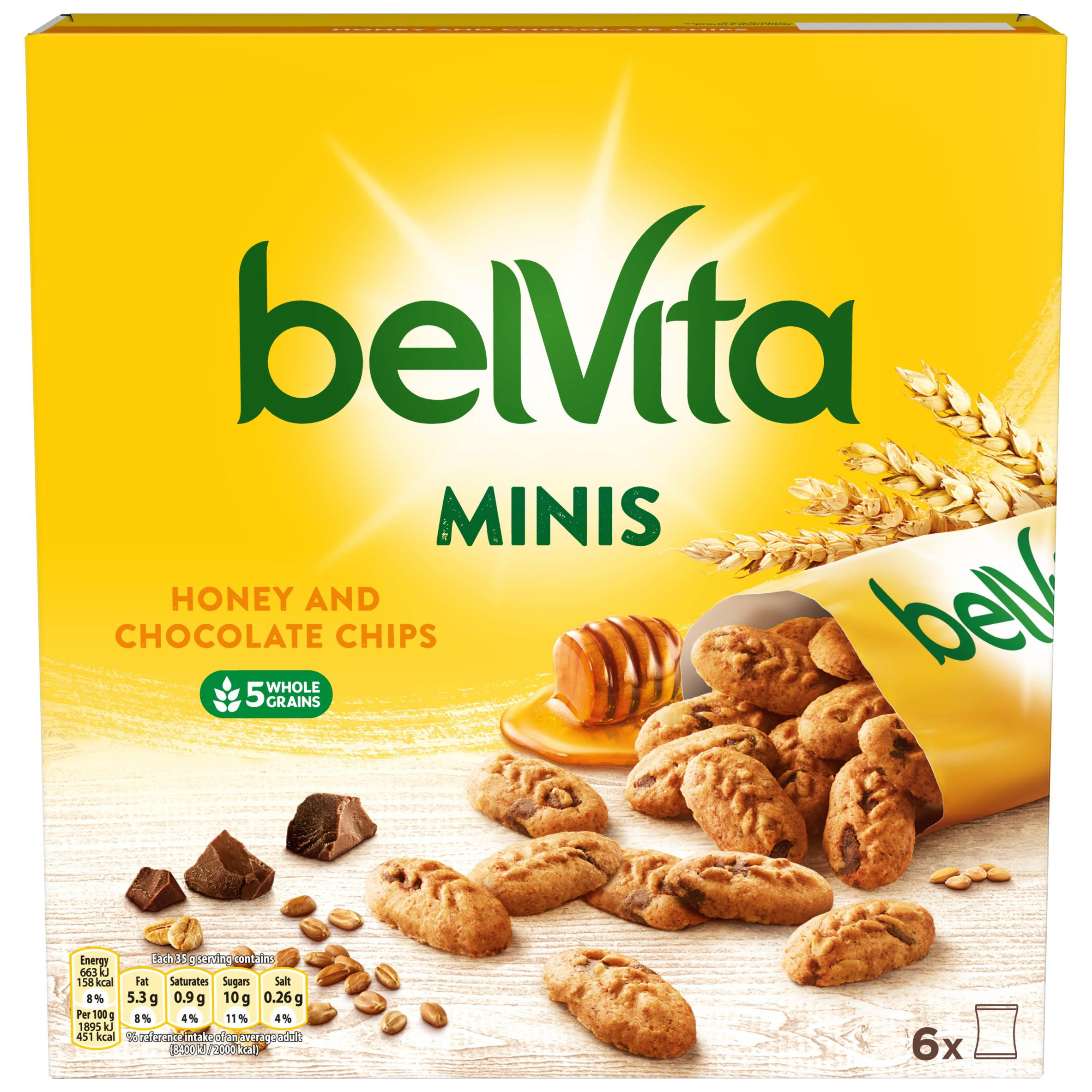 belVita Minis 6 Honey and Chocolate Chips 210g