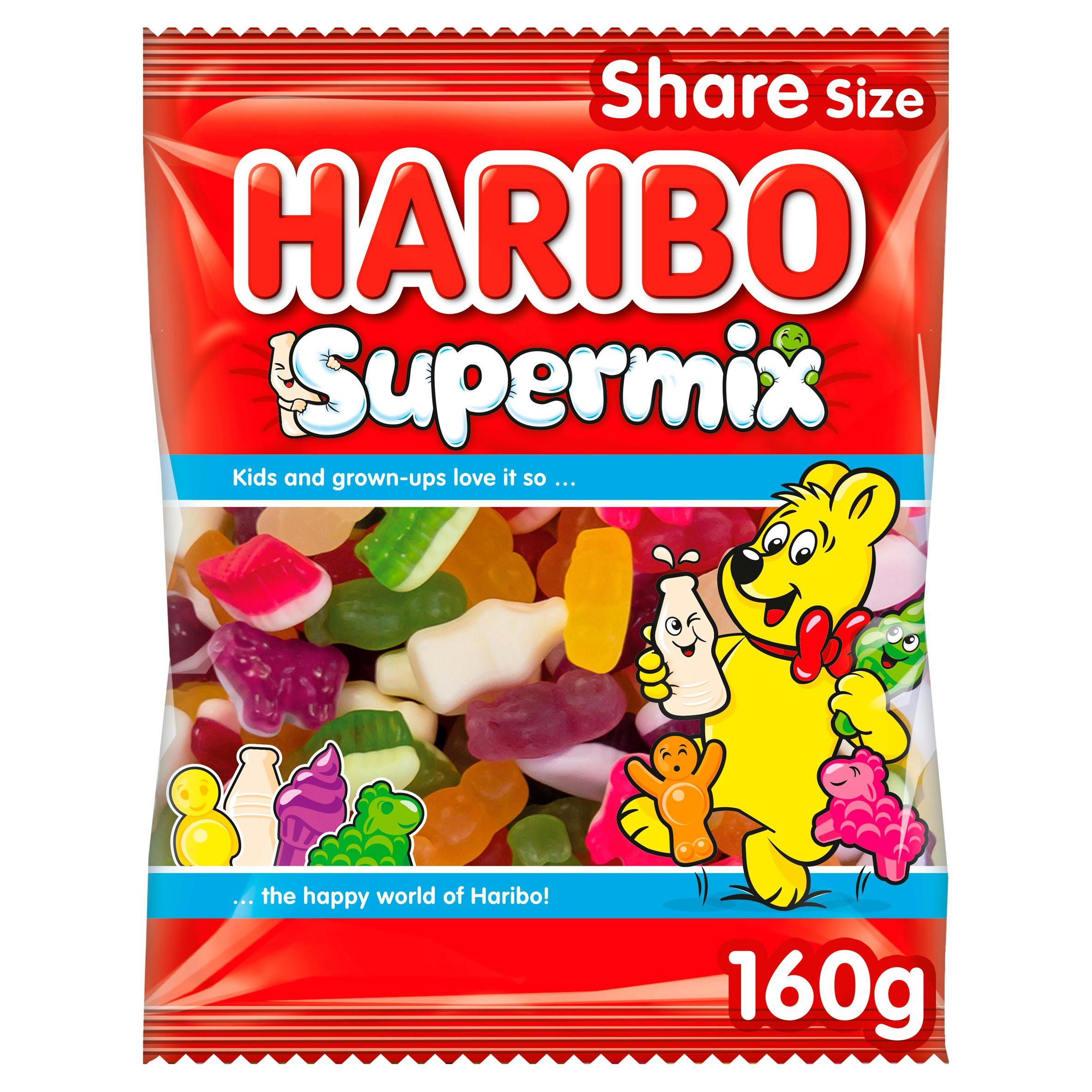 HARIBO Supermix Fruit & Milk Flavoured Jelly & Foam Sweets Sharing Bag 160g