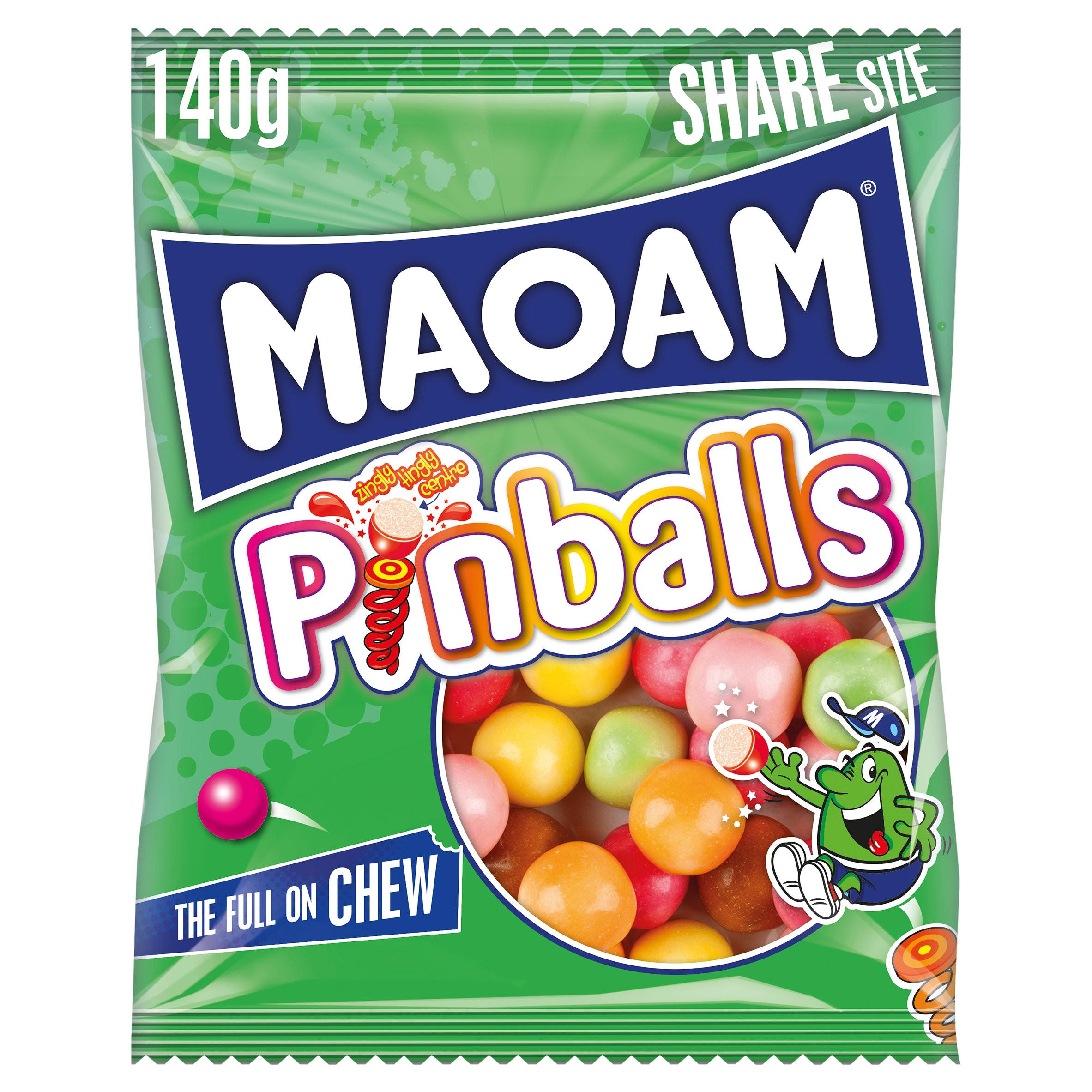 MAOAM Pinballs Fruit & Cola Flavour Chewy Sweets Sharing Bag 140g