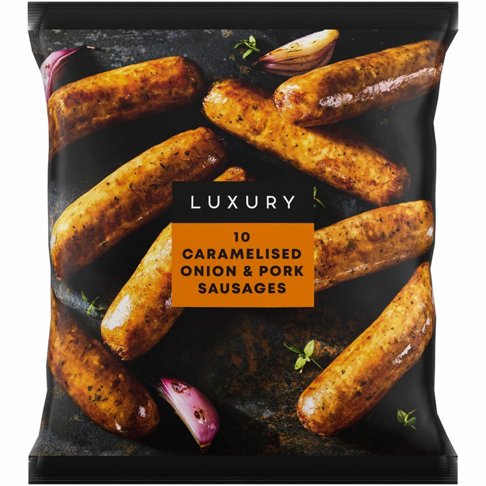 Iceland Luxury 10 Caramelised Onion & Pork Sausages 600g