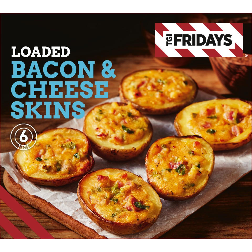TGI Fridays 6 Loaded Bacon & Cheese Skins 270g