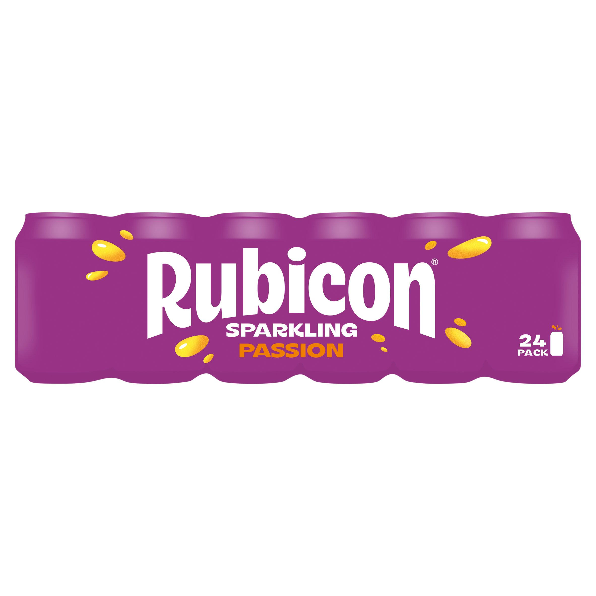 Rubicon Sparkling Passion Fruit Juice Soft Drink Can Multipack 24x330ml