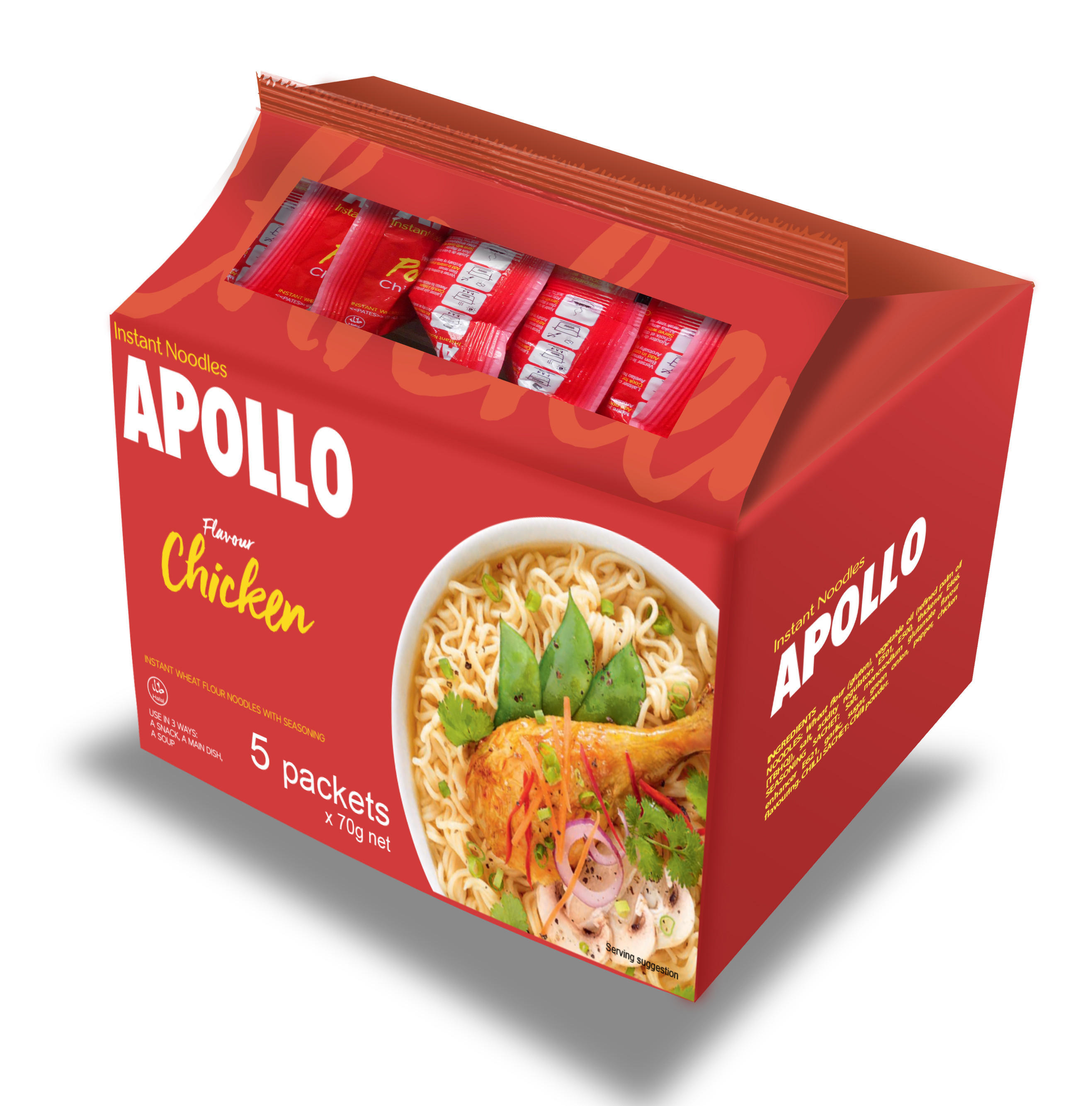 Apollo Instant Noodles Chicken Flavour 5 x 70g