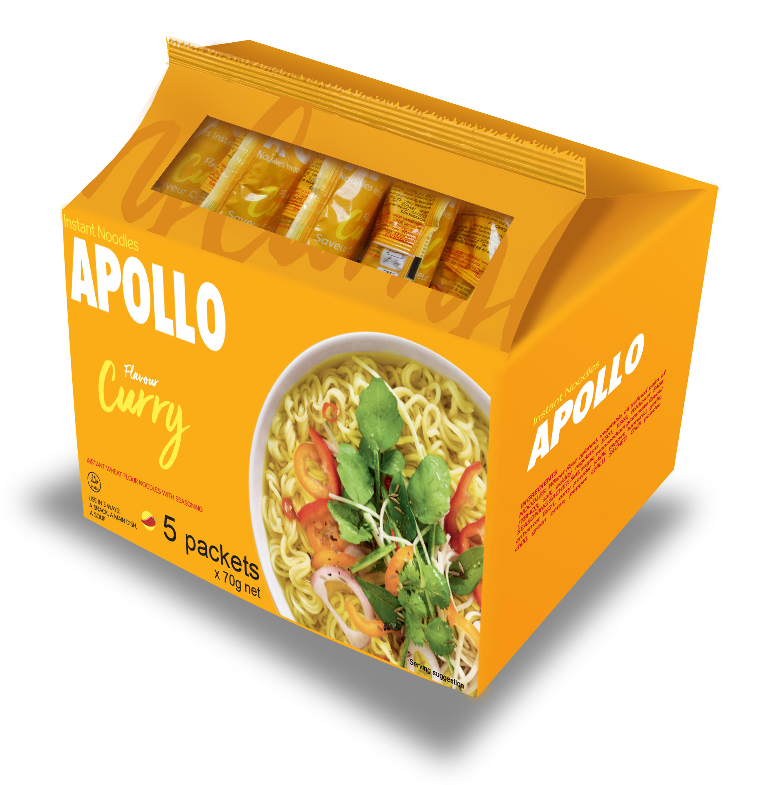 Apollo Instant Noodles Curry Flavour 5 x 70g