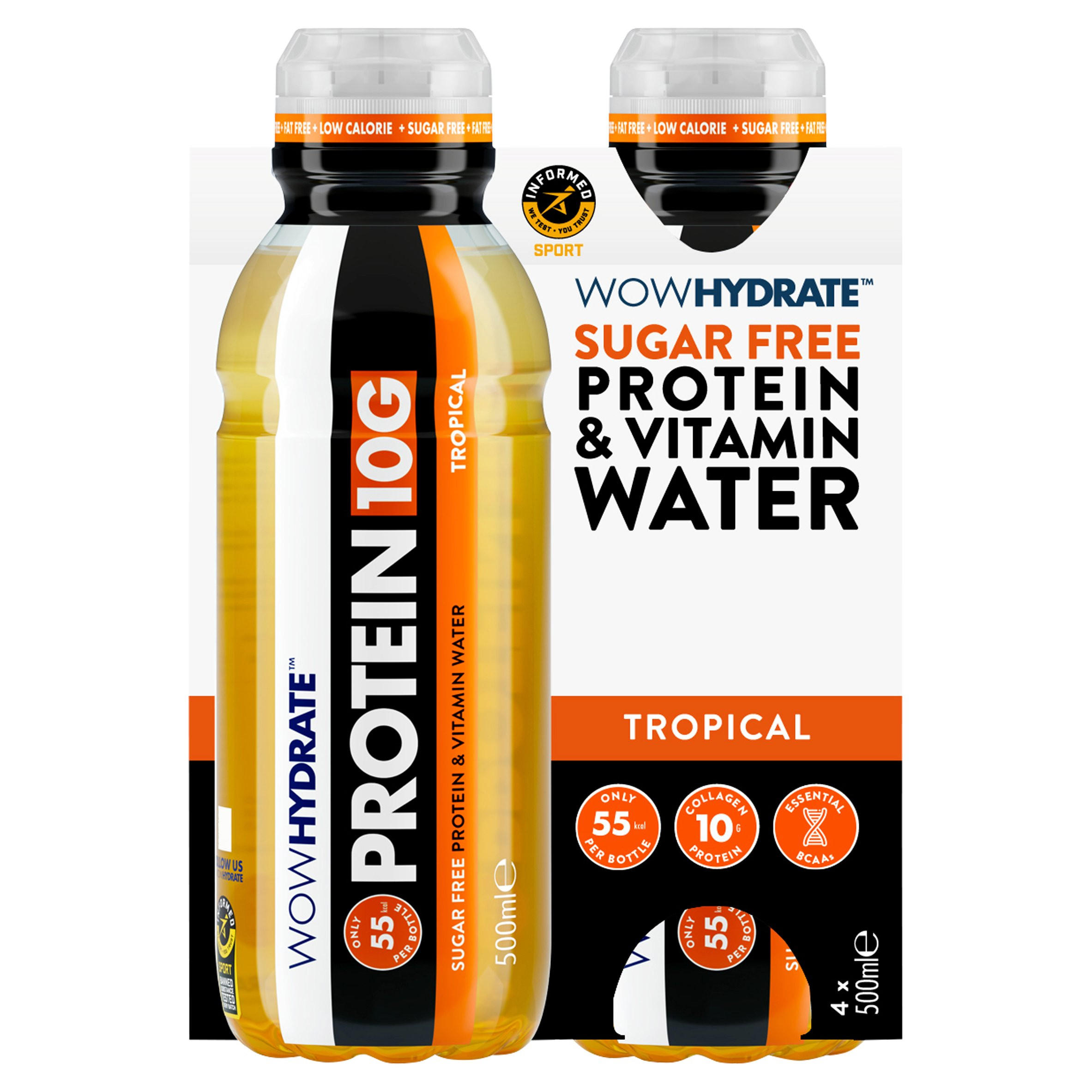 Wow Hydrate Protein & Vitamin Water Tropical 4 x 500ml