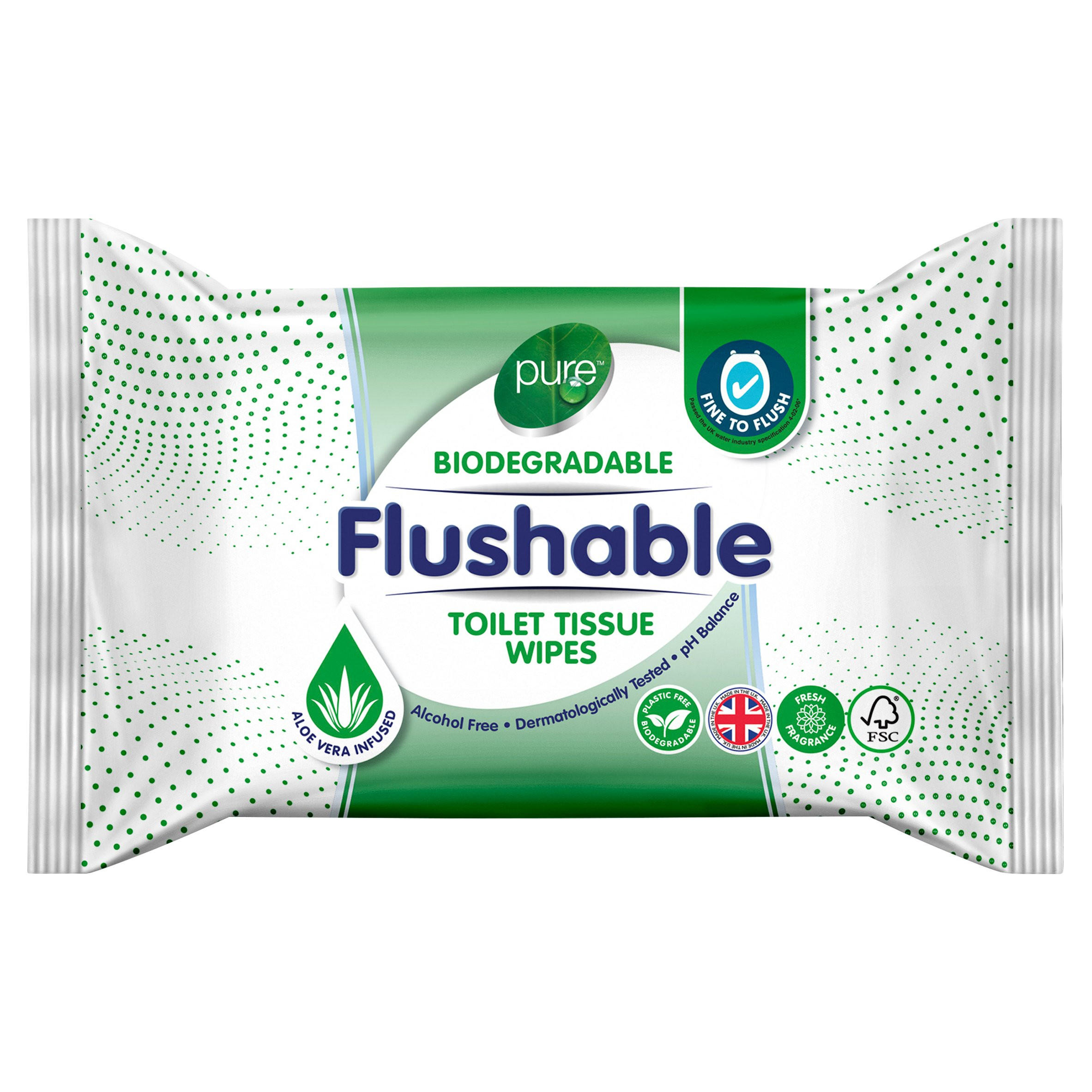 Pure 40 Flushable Toilet Tissue Wipes