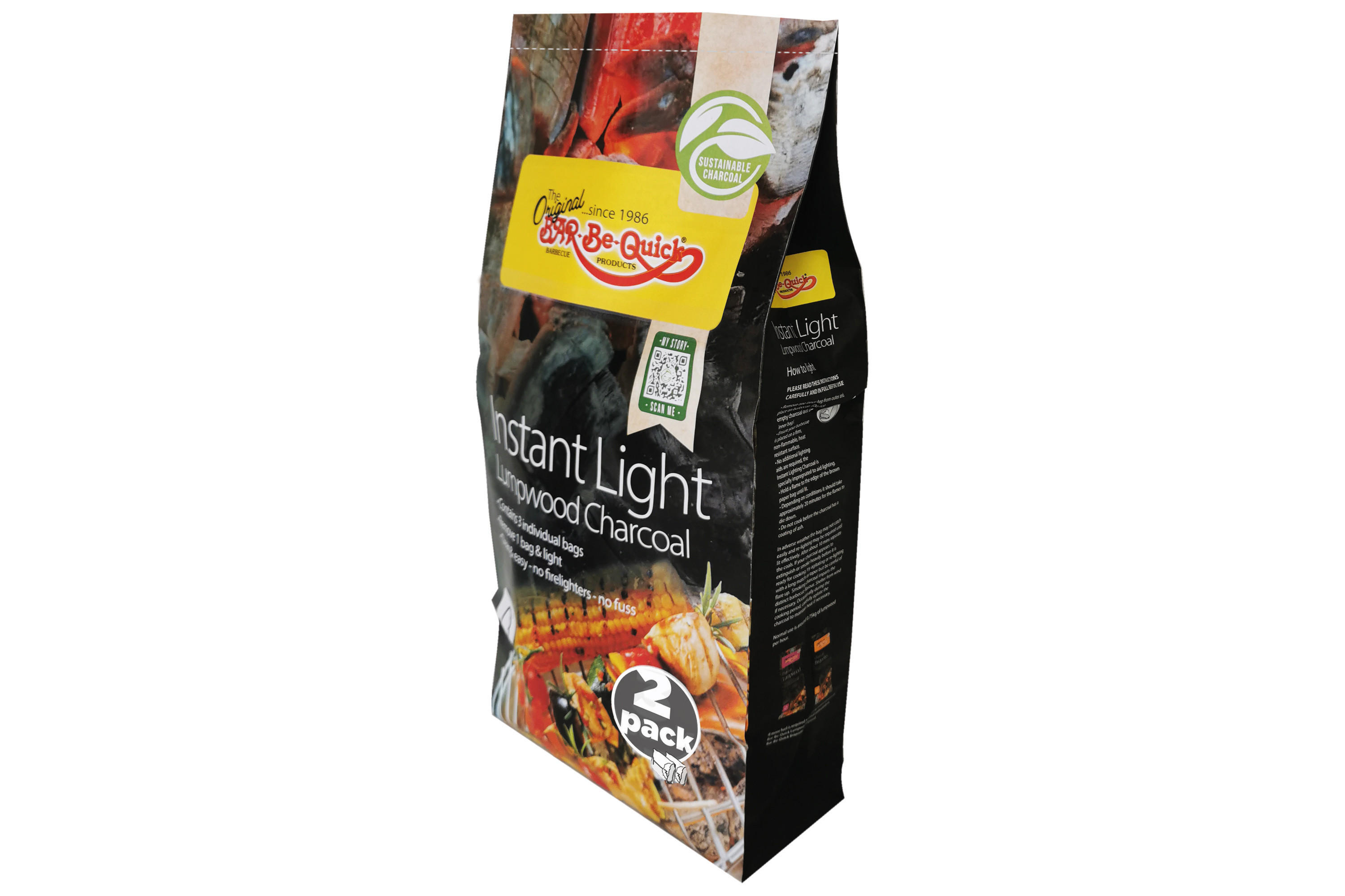 Bar-Be-Quick Instant Light Lumpwood Charcoal 2 pack