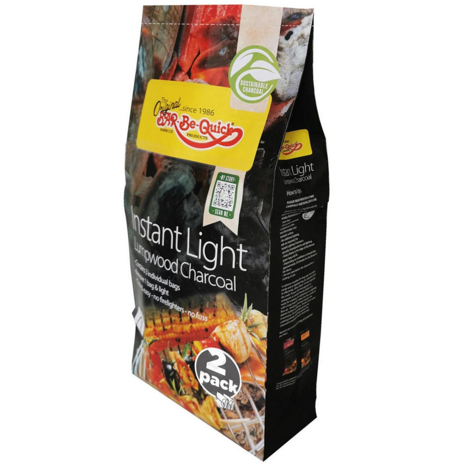 Bar-Be-Quick Instant Light Lumpwood Charcoal 2 pack
