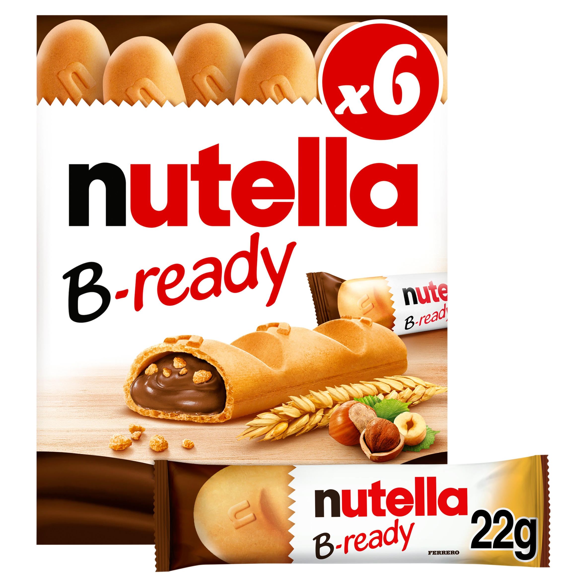 NUTELLA® B-ready 132g - 6 Bars x 22g Wafers filled with Nutella