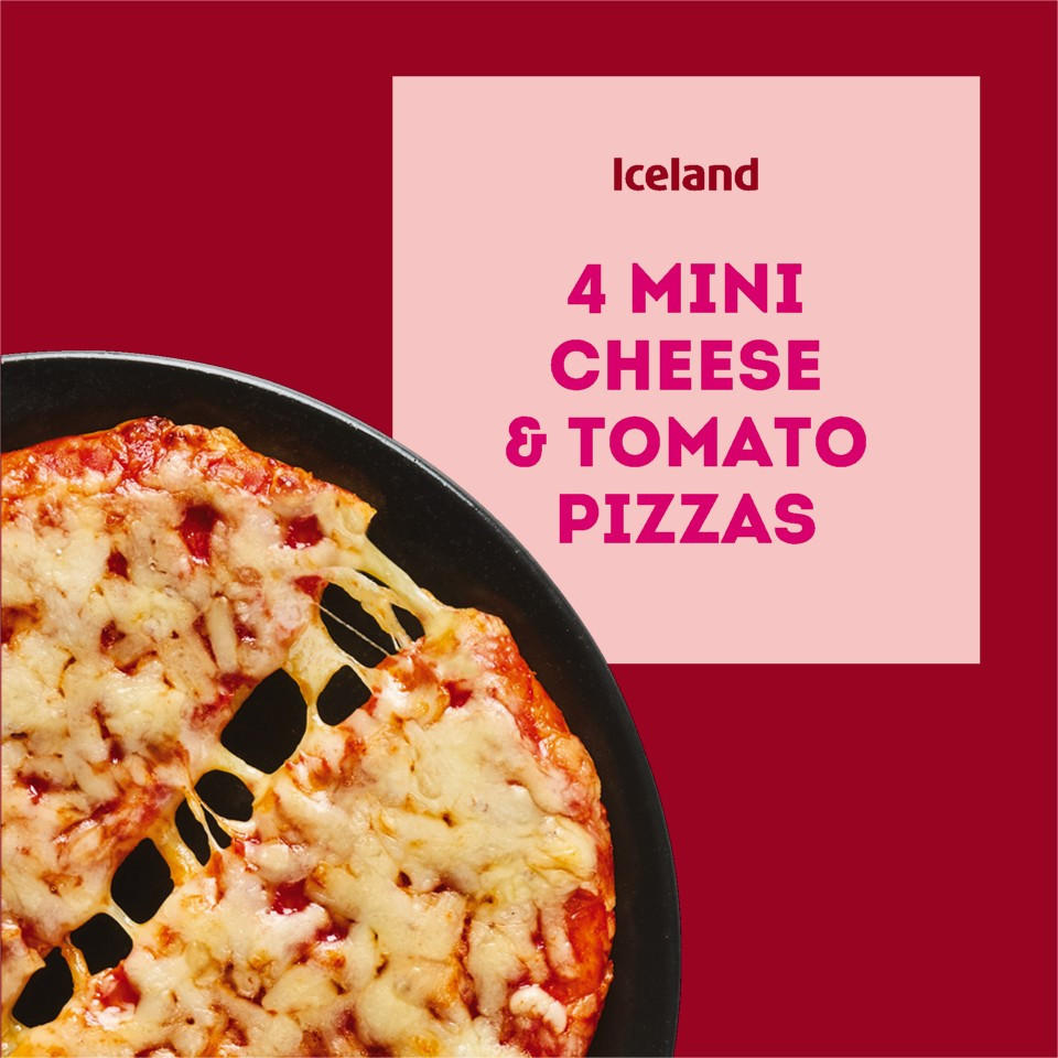 Iceland Takeaway 4 Mini Pizzas – Cheese & Tomato 356g