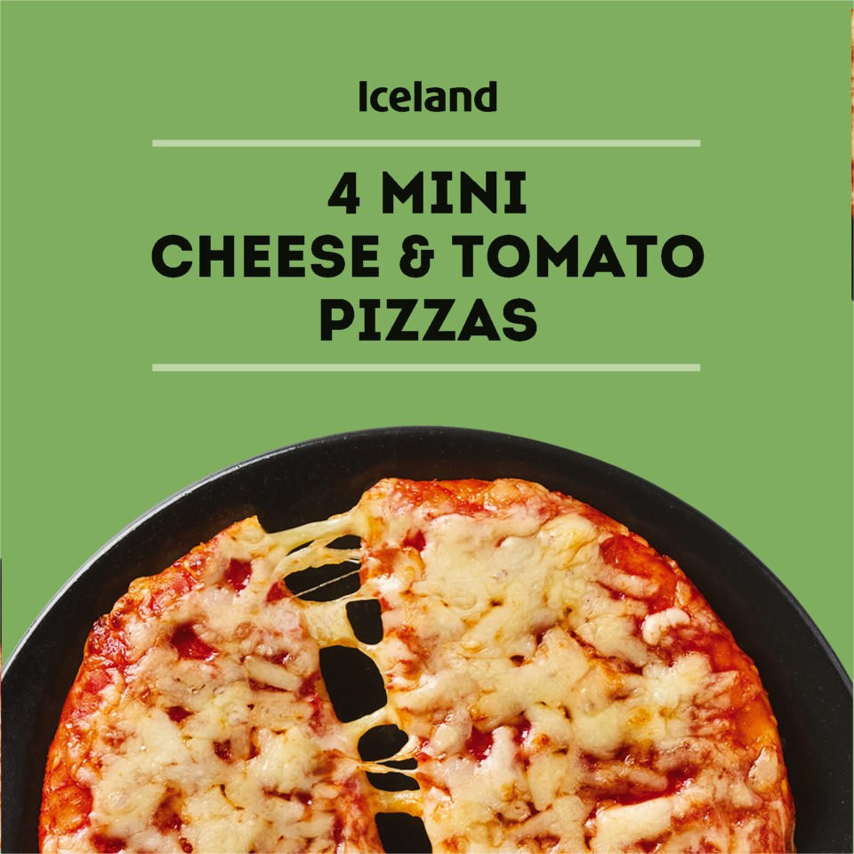 Iceland Takeaway 4 Mini Pizzas – Cheese & Tomato 356g
