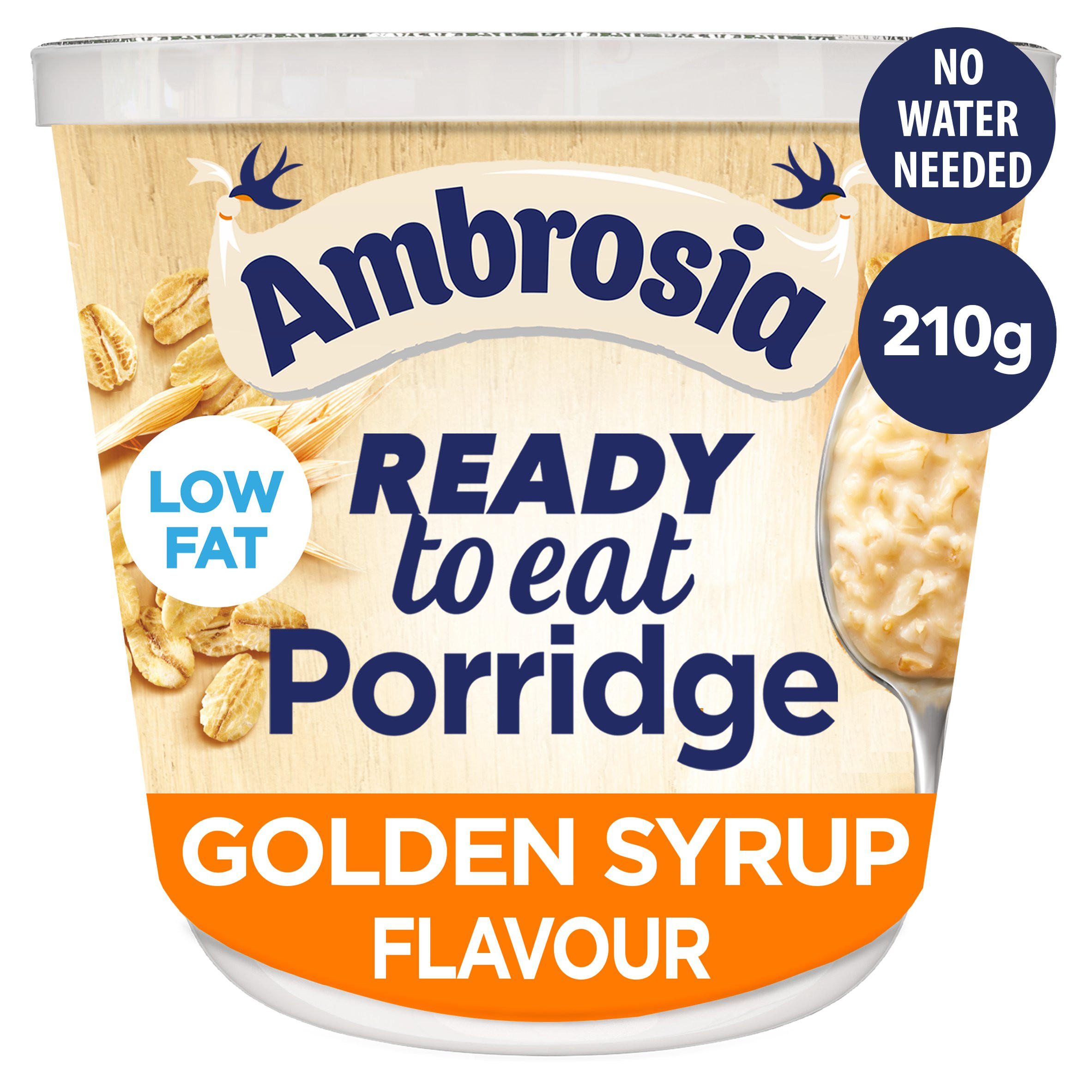 Ambrosia Ready to Eat Porridge Oat Cereal Pot Golden Syrup 210g