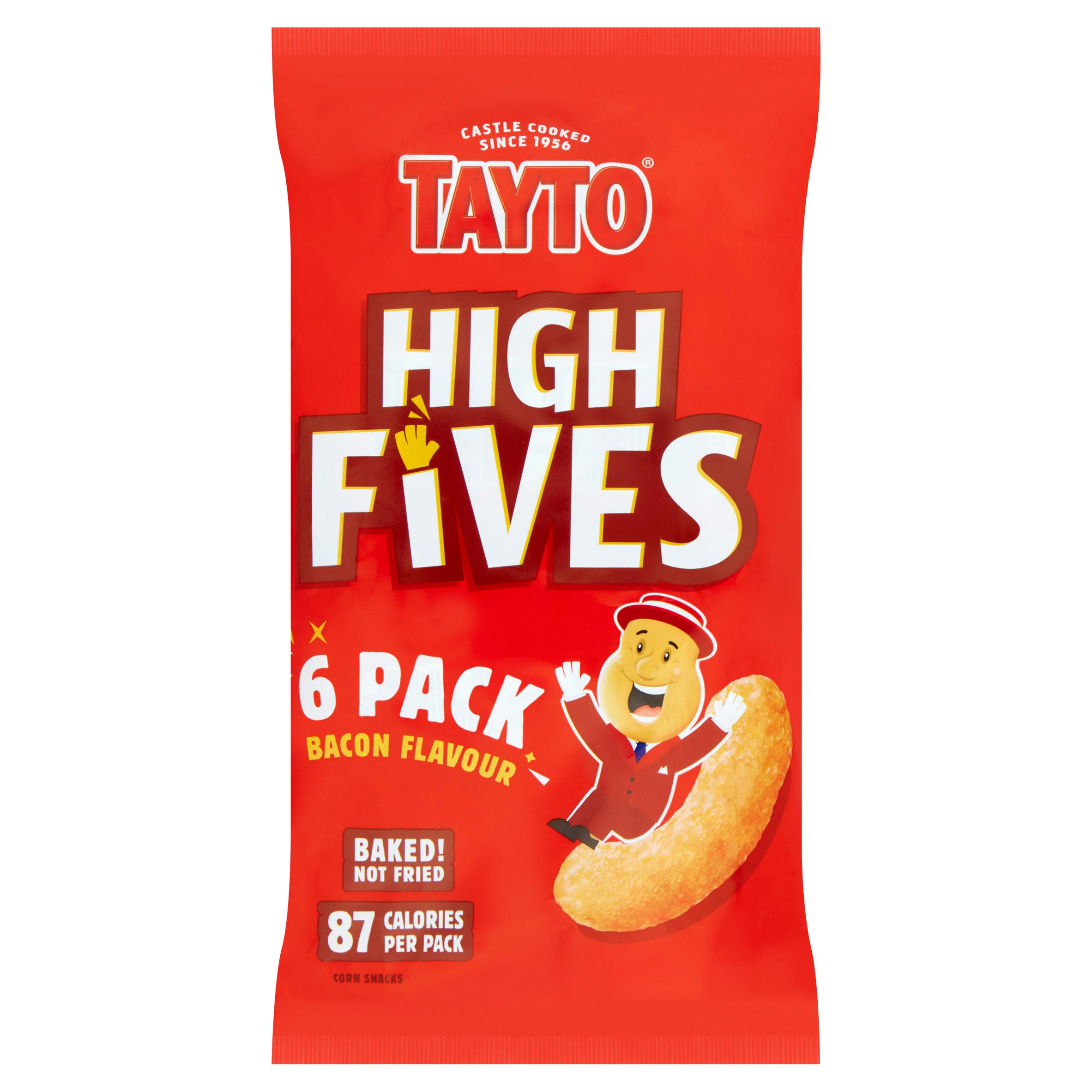 Tayto High Fives Bacon Flavour Corn Snacks 6 x 17g