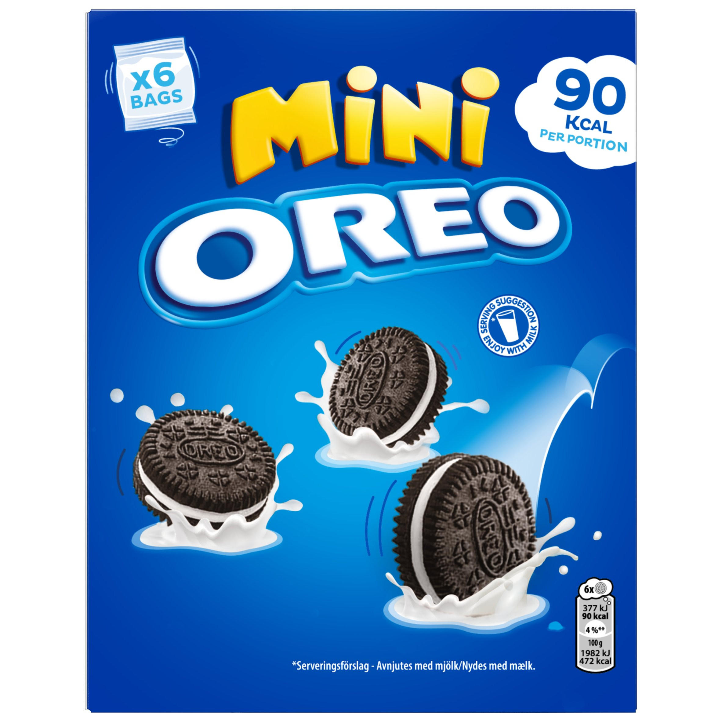 OREO Mini Vanilla Sandwich Biscuits 6 Snack Packs 114g (6 x 19g)