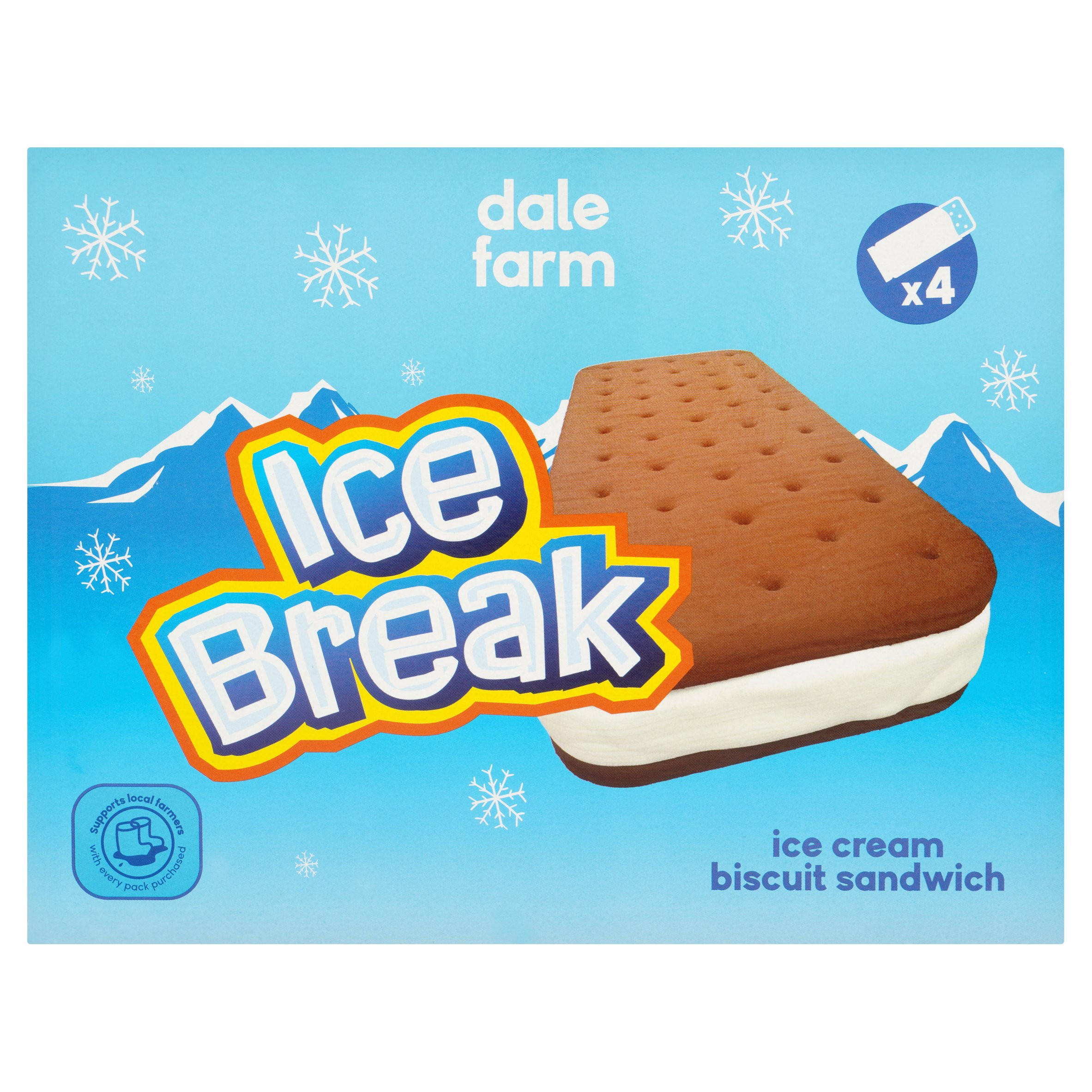 Dale Farm Ice Break Ice Cream Biscuit Sandwich 4 x 60g (240g)