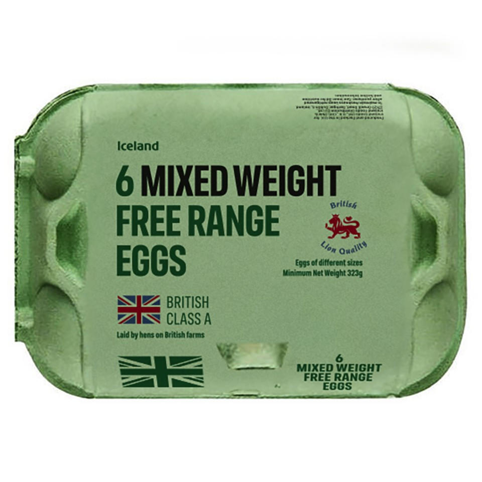 Iceland 6 Mixed Weight Free Range British Eggs