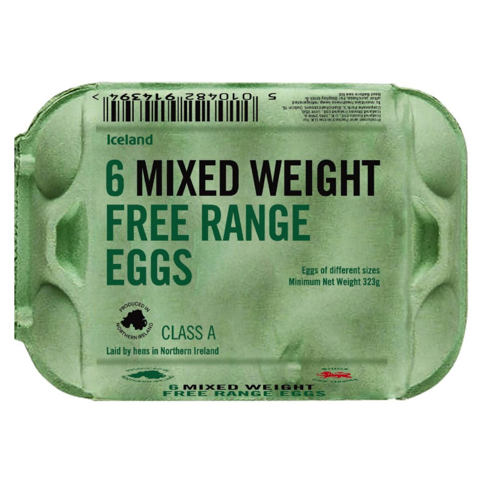Iceland 6 Mixed Weight Free Range Eggs