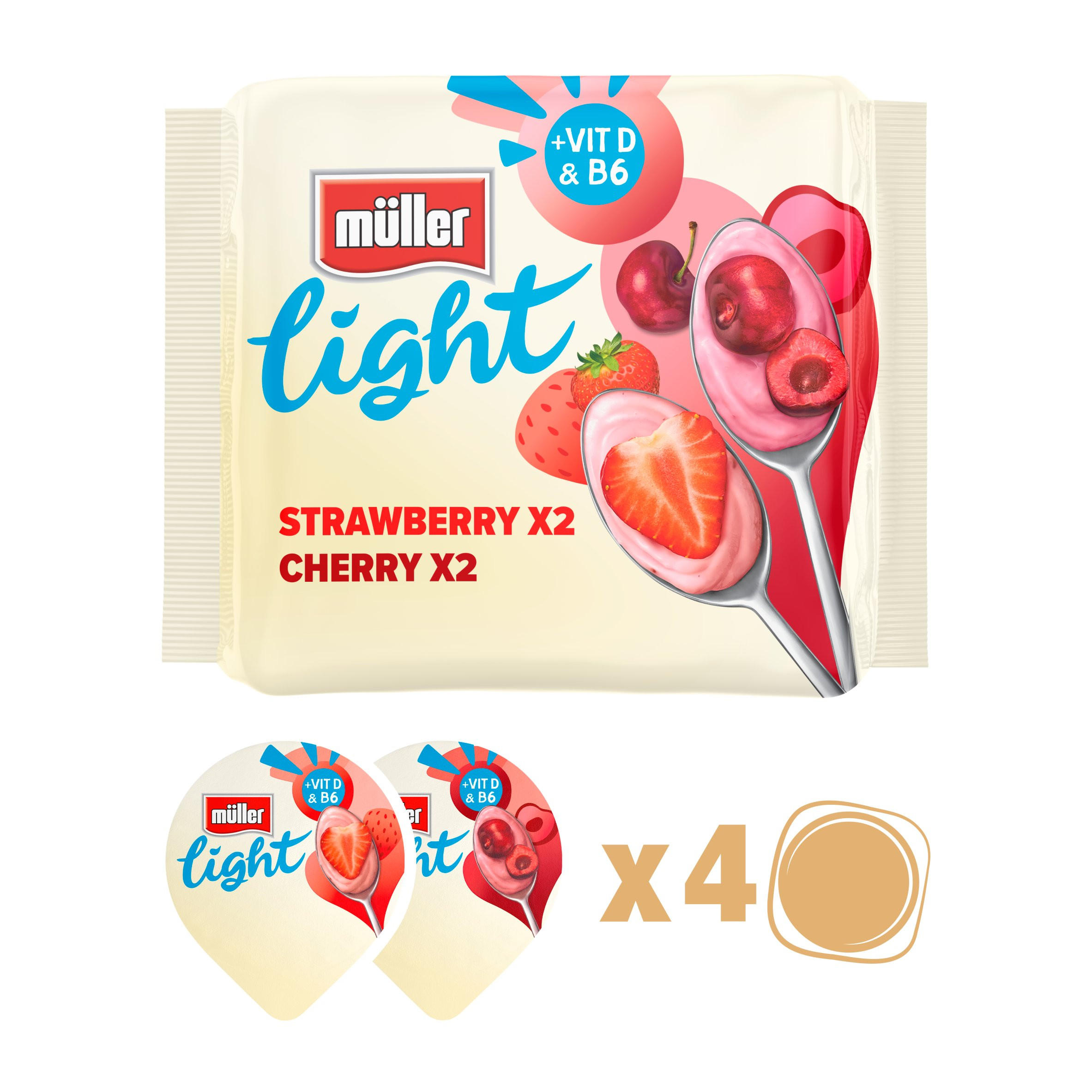 Müller Light Red Fruits Fat Free Yogurts 4 x 160g (640g)