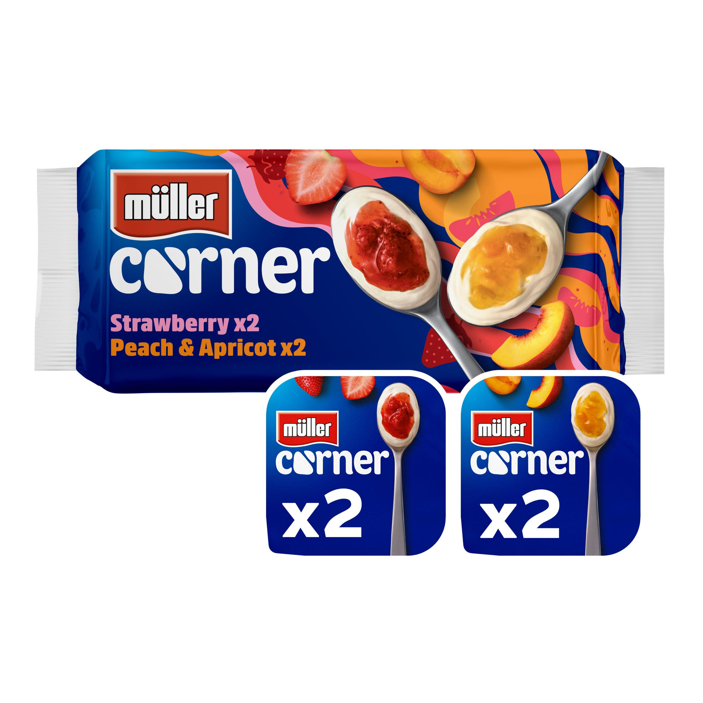 Müller Corner Strawberry and Peach Apricot Yogurts