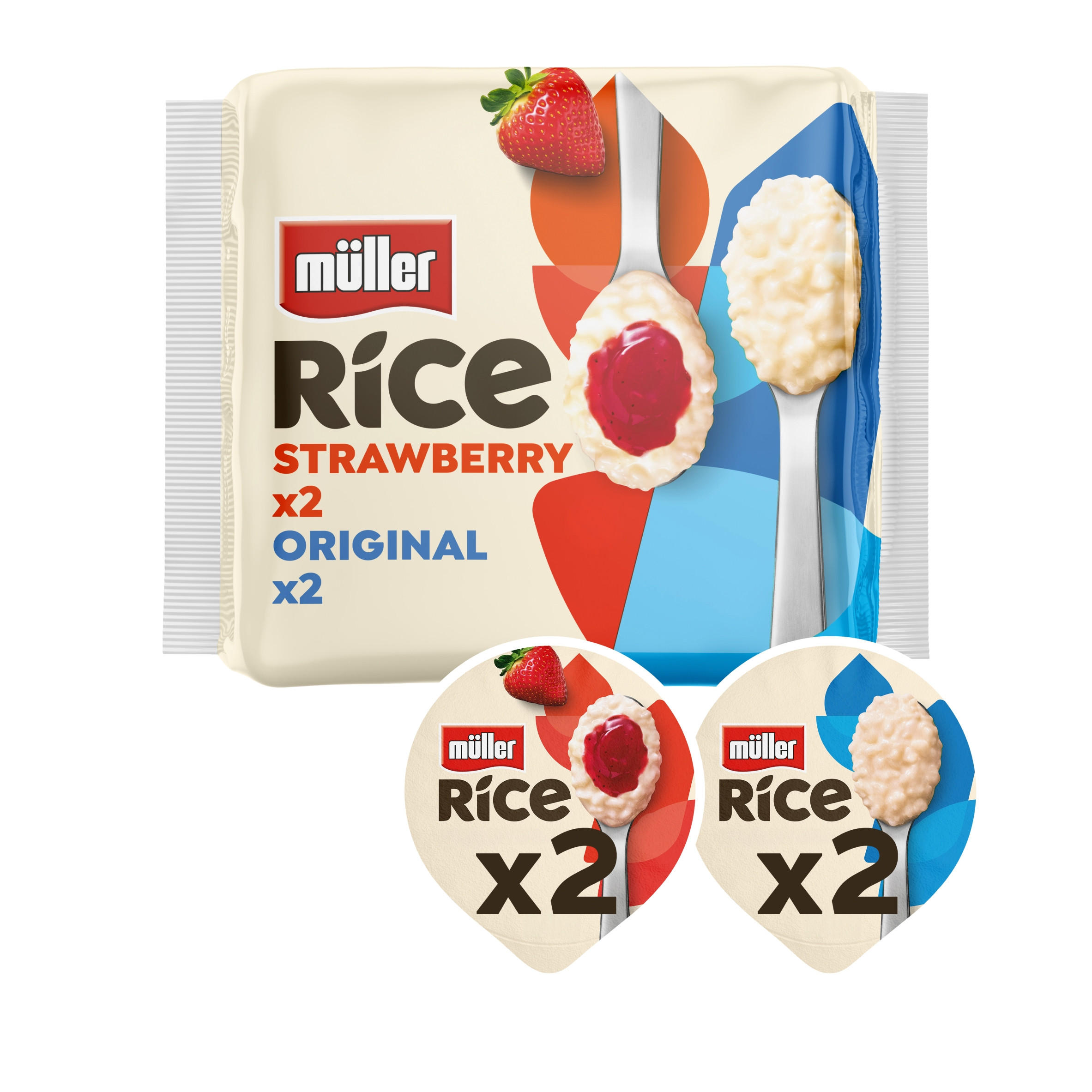 Müller Rice Strawberry & Original Low Fat Pudding Dessert 4 x 170g (680g)