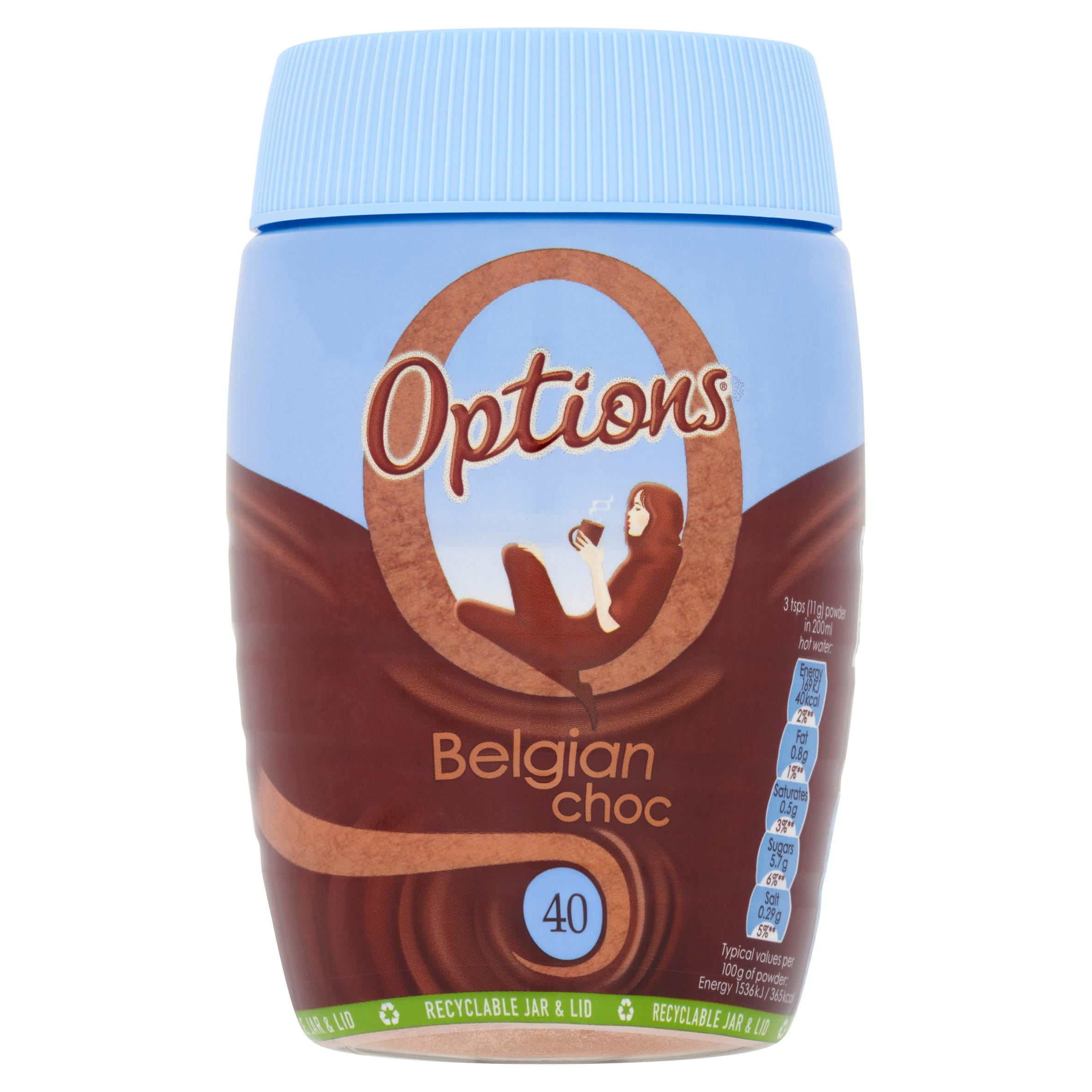 Options Instant Belgian Hot Chocolate Drink 395g