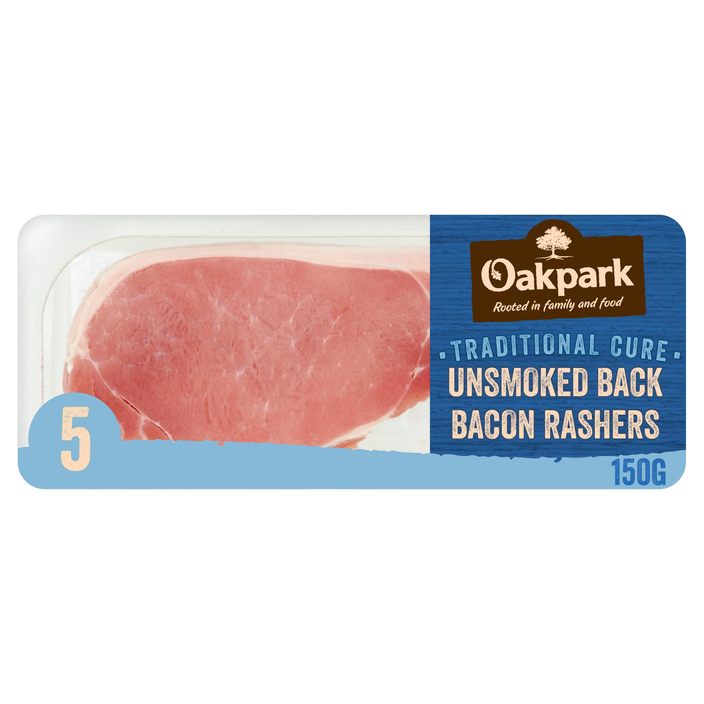 Oakpark 5 Unsmoked Back Bacon Rashers 150g