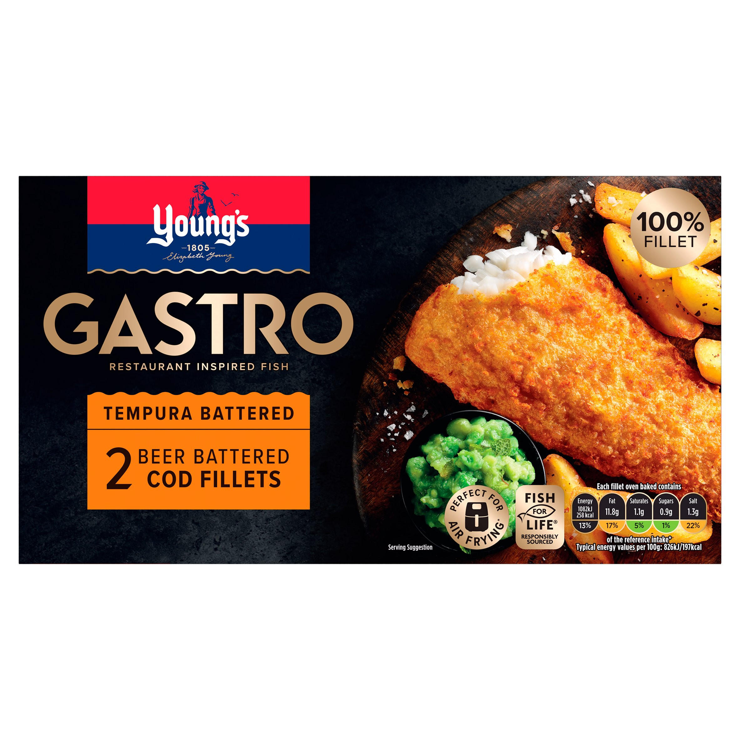 Young's Gastro Tempura Battered 2 Beer Battered Cod Fillets 270g