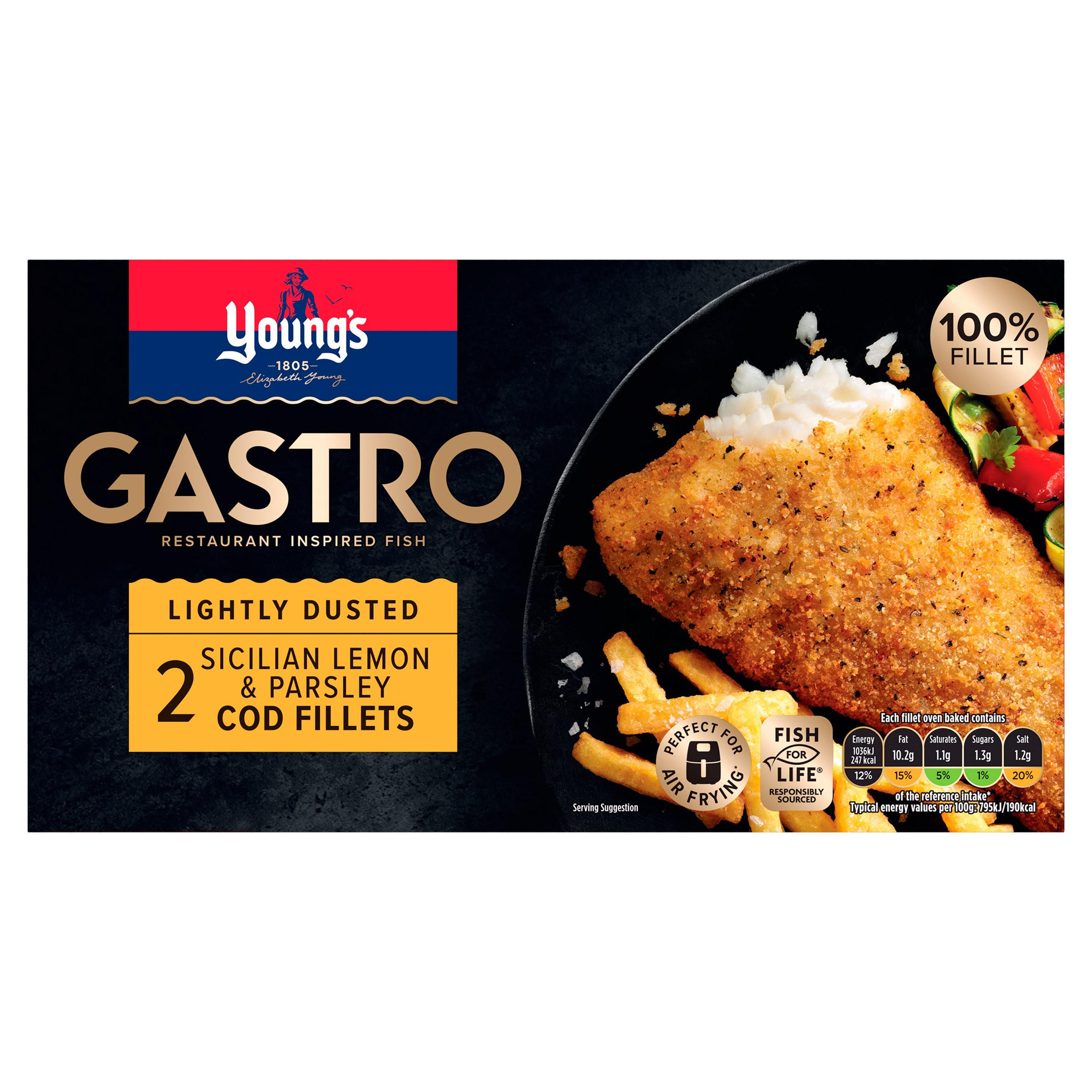 Young's Gastro 2 Sicilian Lemon & Parsley Cod Fillets 270g