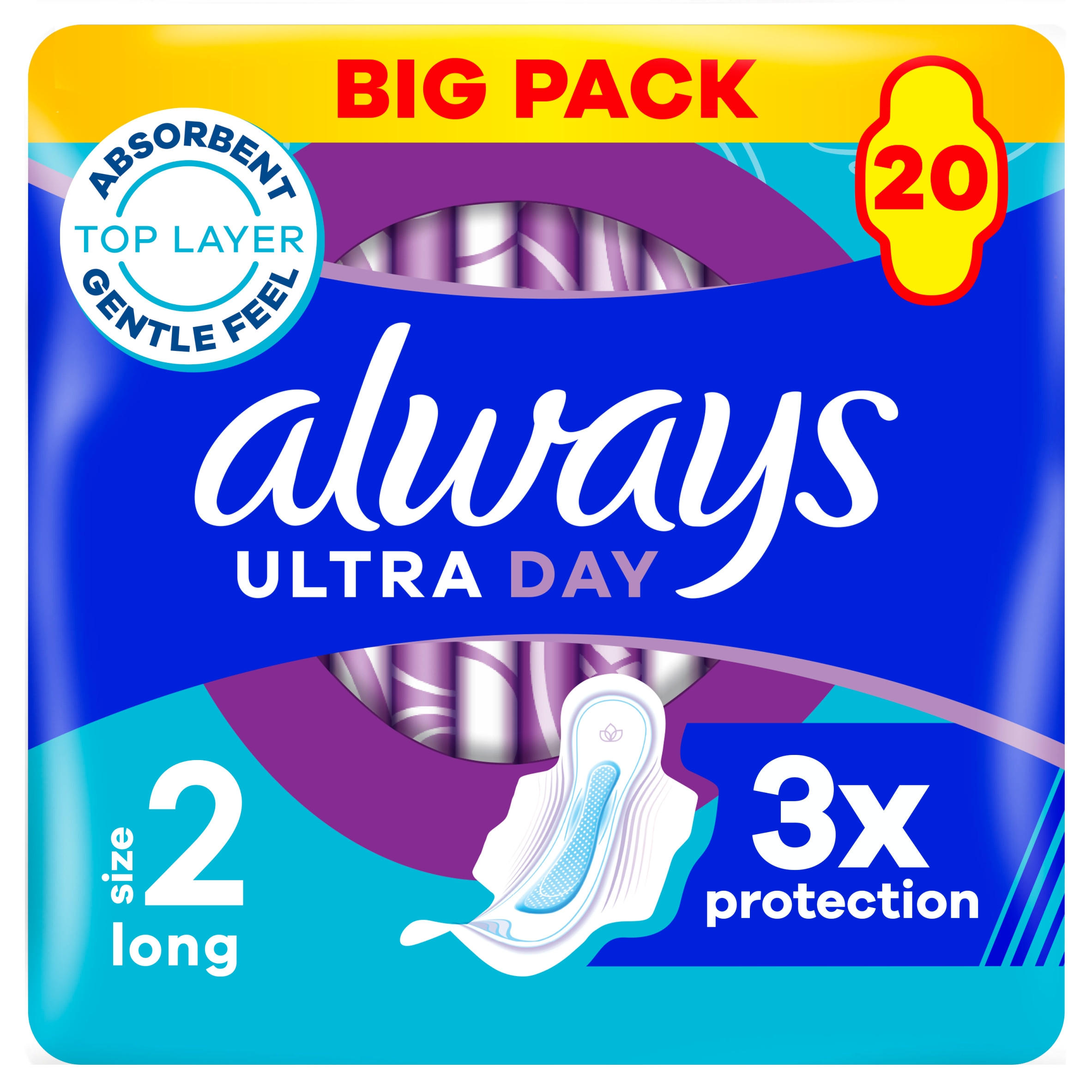 Always Ultra Day Sanitary Towels Long (Size 2) With Wings 20 Pads