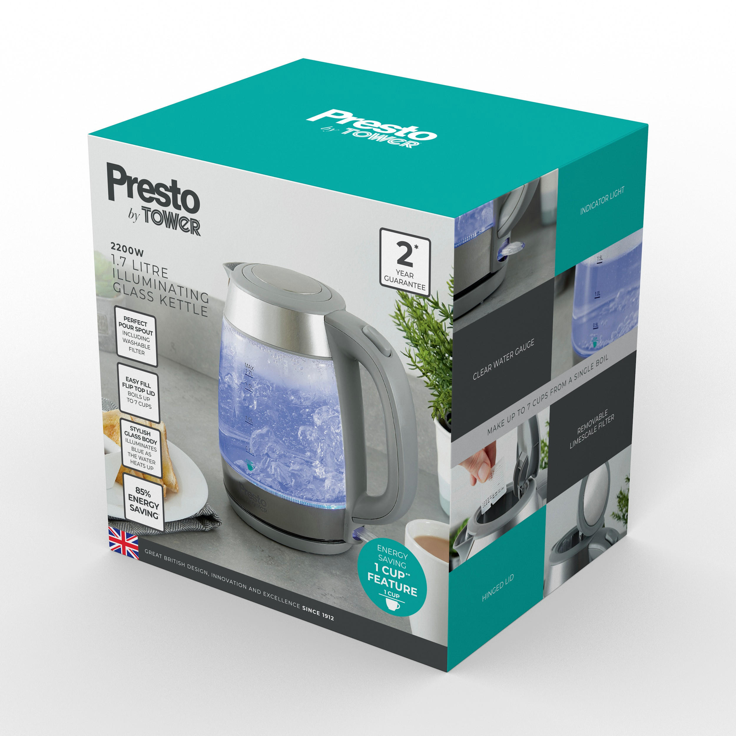 Tower 1.7 Litre Illuminating Glass Kettle