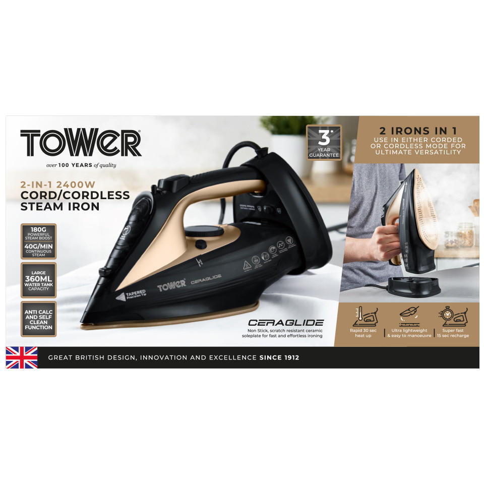 Tower 2-in-1 Cord-Cordless Steam Iron