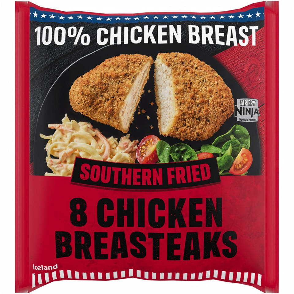Iceland 8 (approx.) Southern Fried Chicken Breasteaks 680g